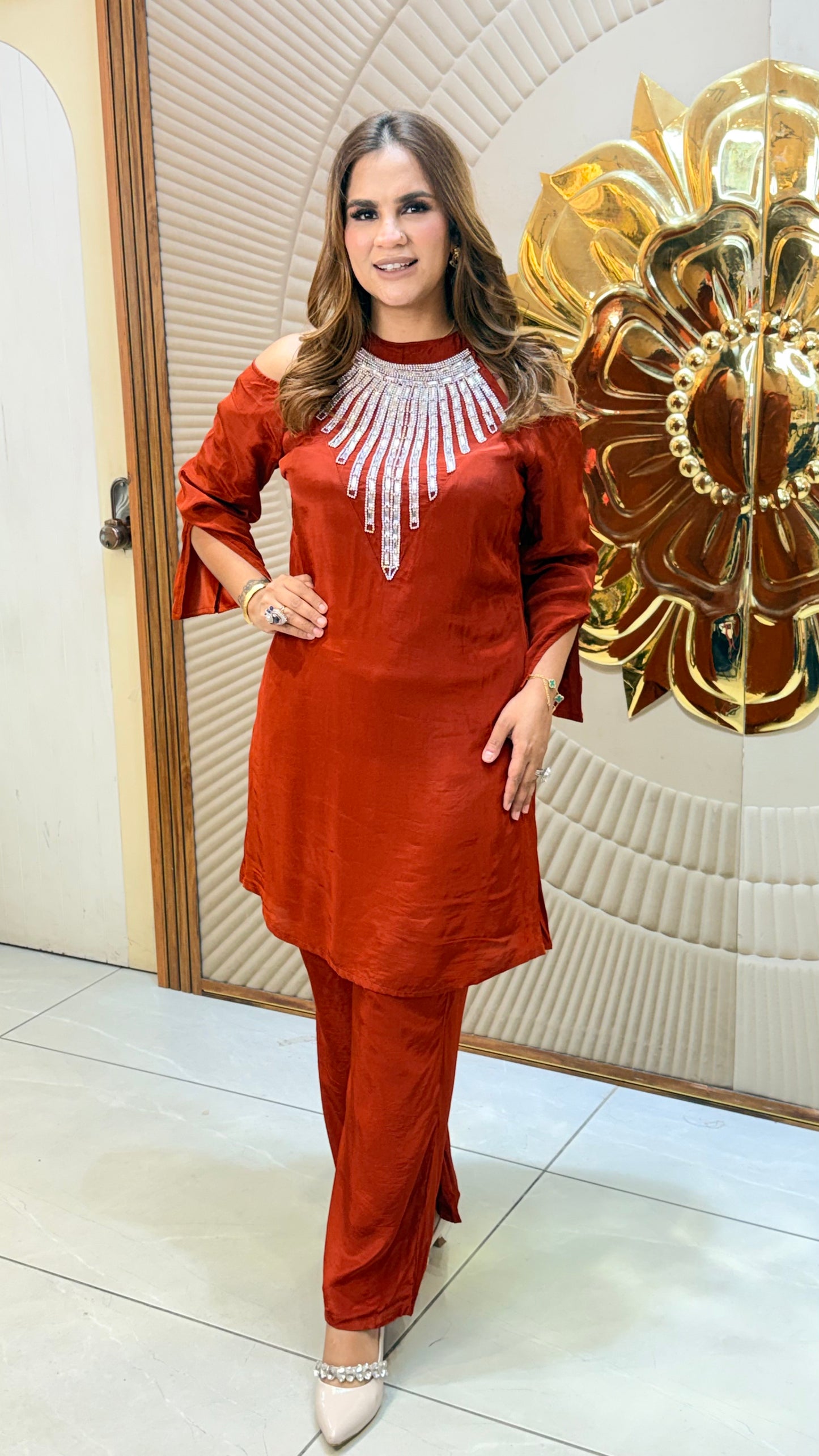 Beautiful Cold-shoulder kurta set PC3461