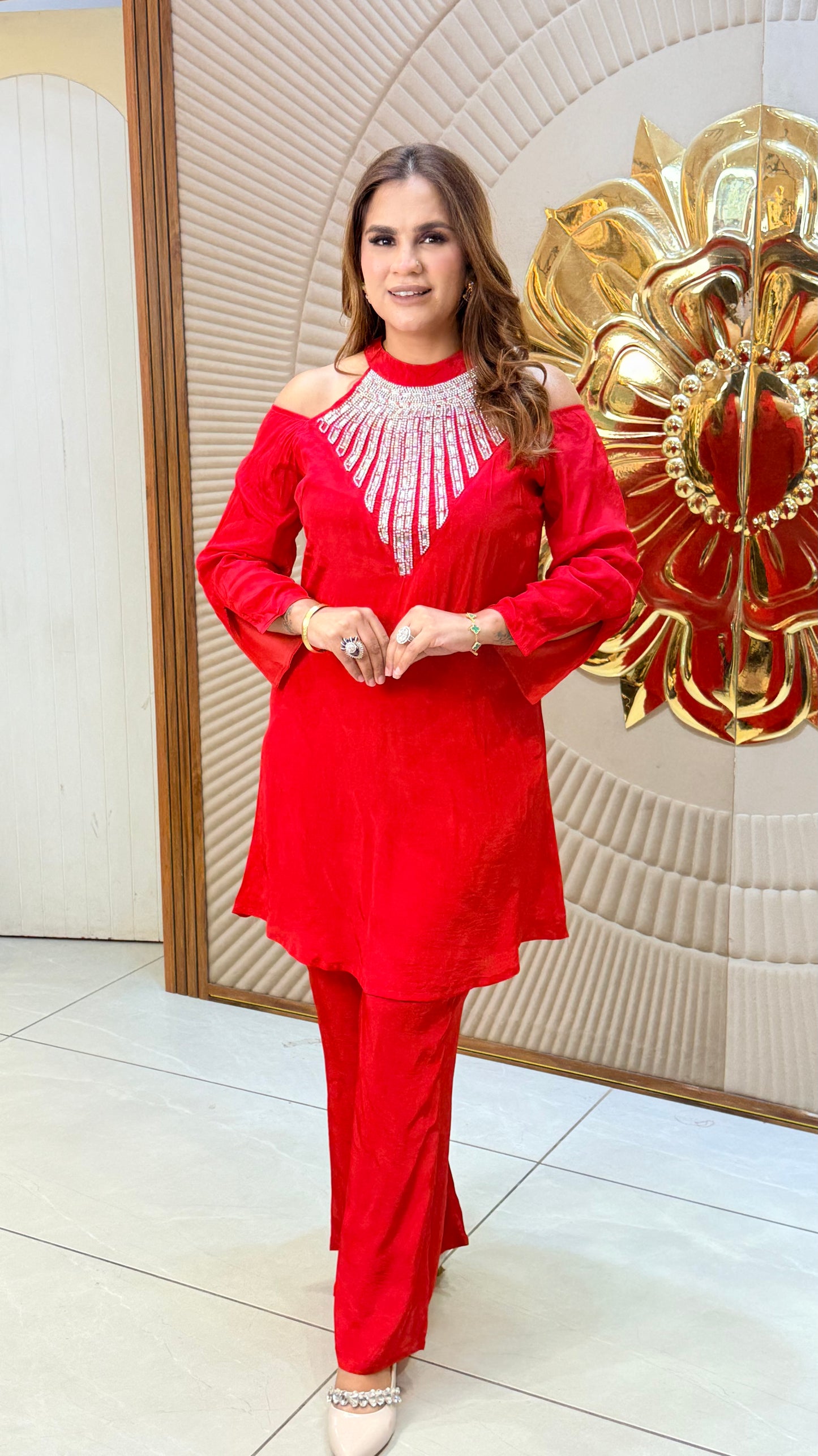 Beautiful Cold-shoulder kurta set PC3461