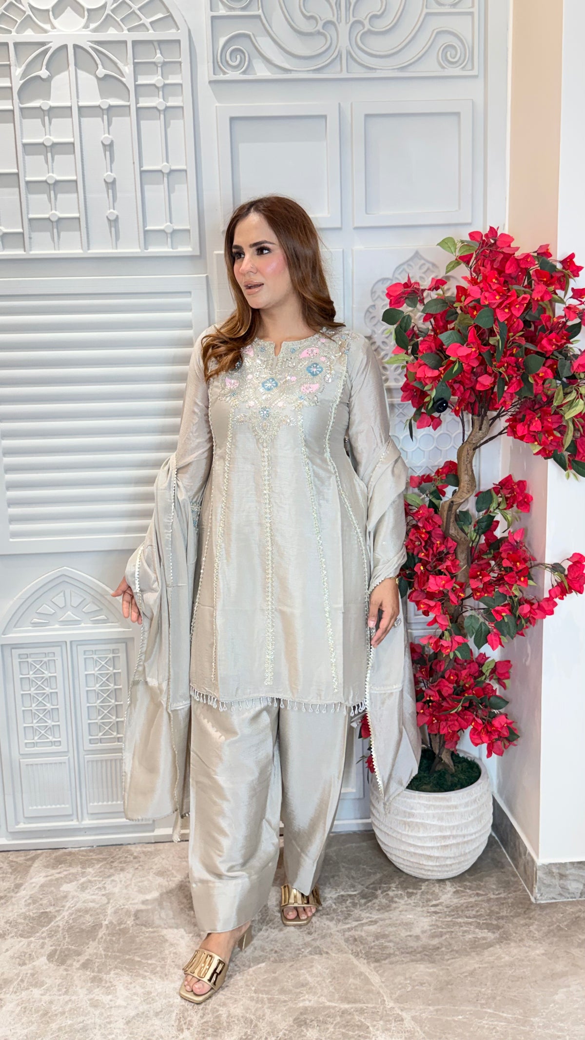 Elegant silk farshi suit set PC3474