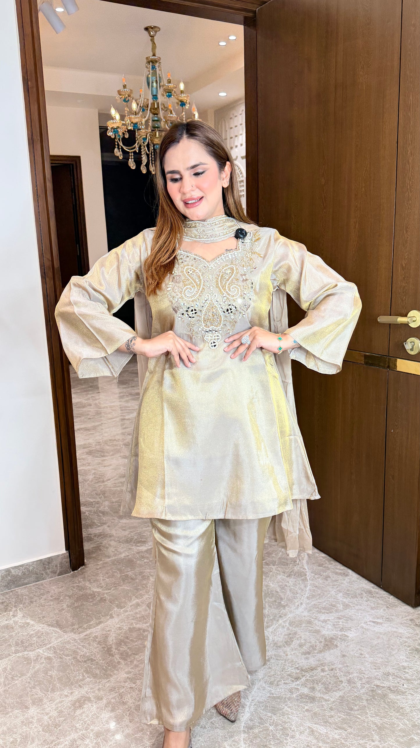 Elegant silk tissue co-ord set PC3503