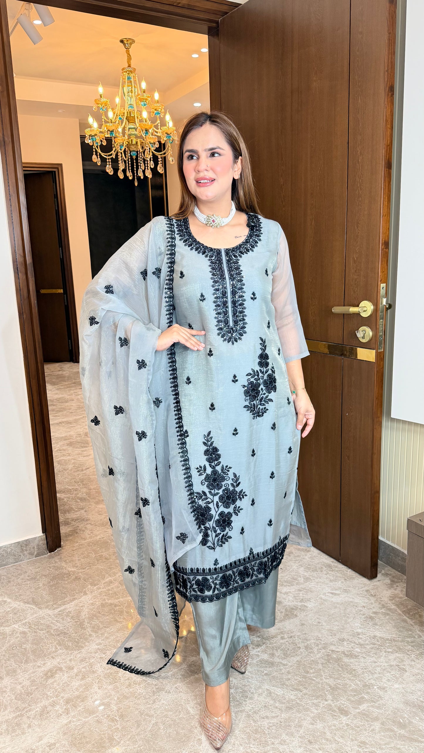 Beautiful organza ethnic suit set PC3504
