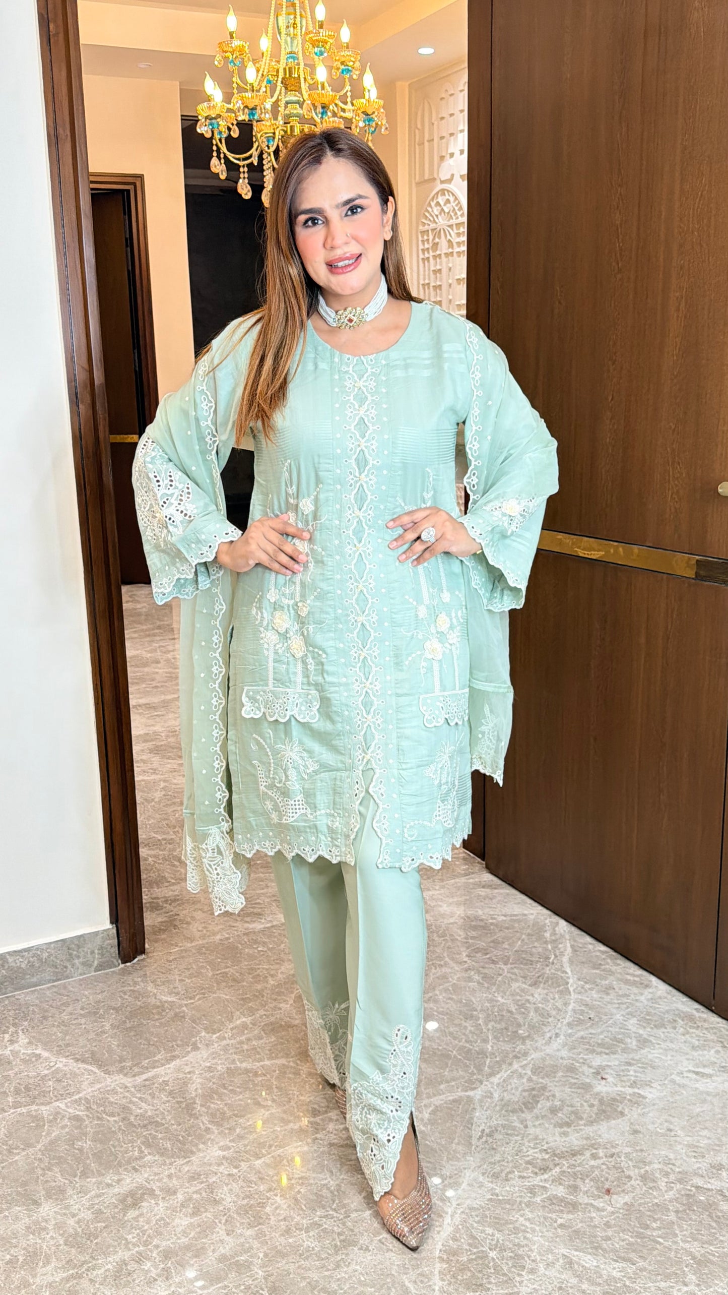 Beautiful embroidered kurta set PC3507