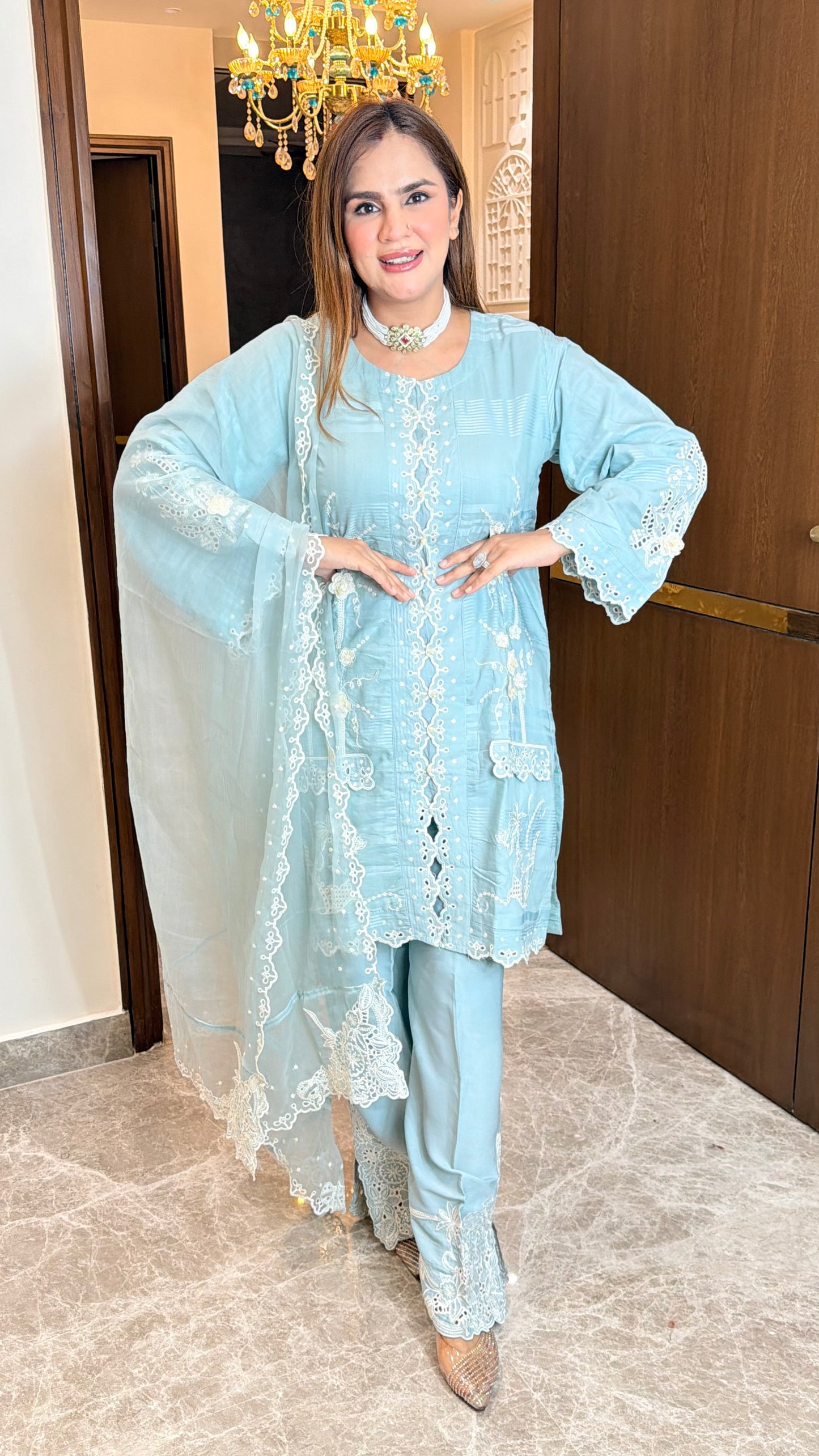 Beautiful embroidered kurta set PC3507