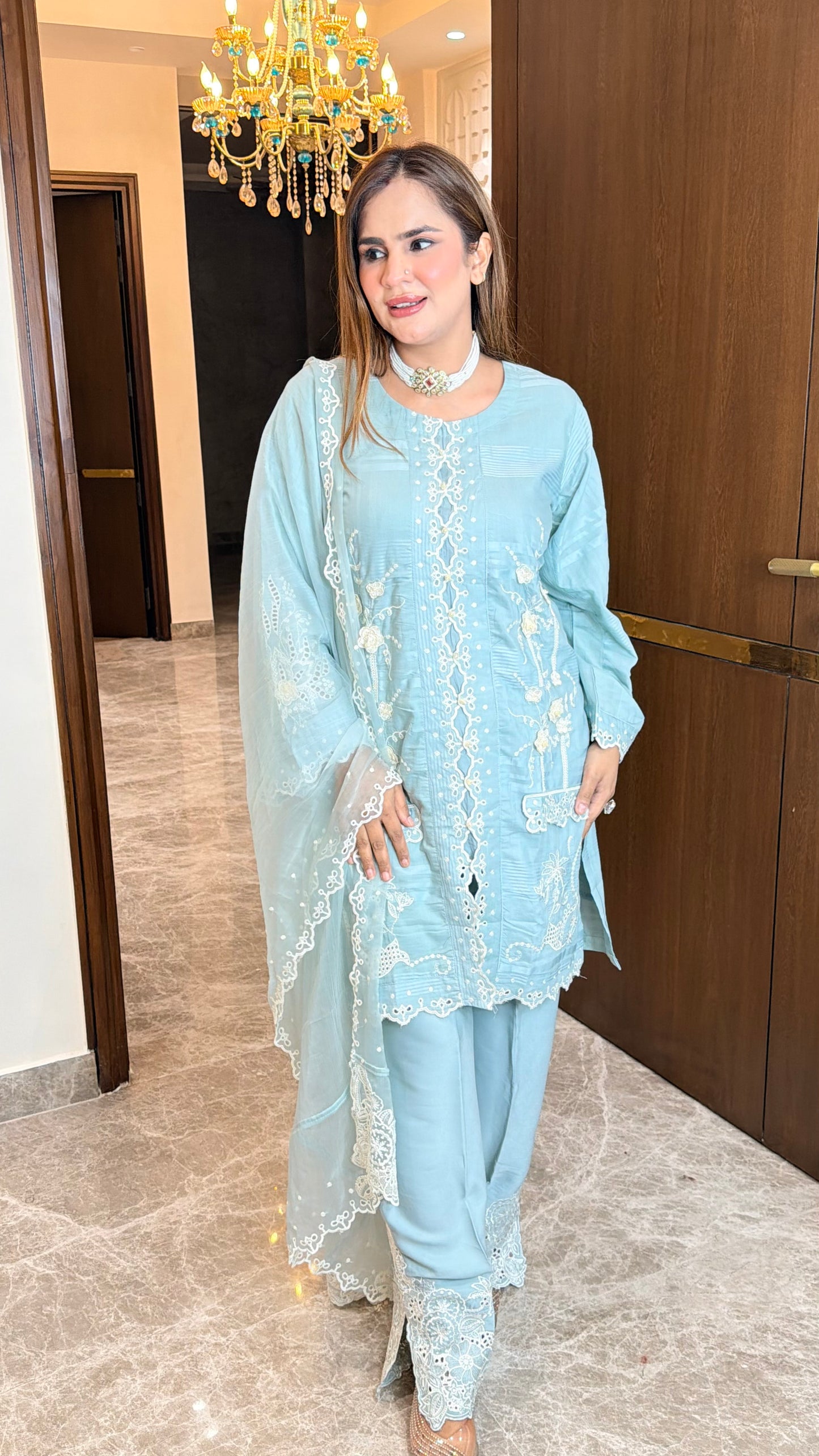Beautiful embroidered kurta set PC3507