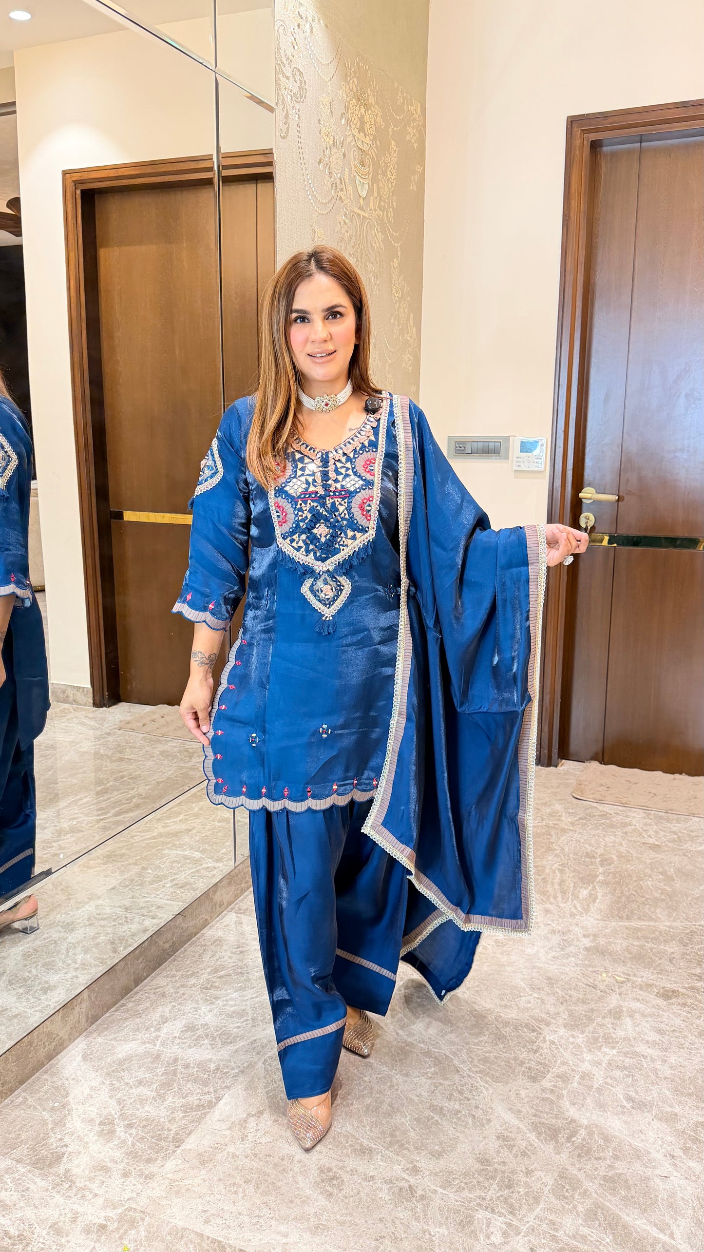 Beautiful royal blue silk farshi salwar suit PC3514