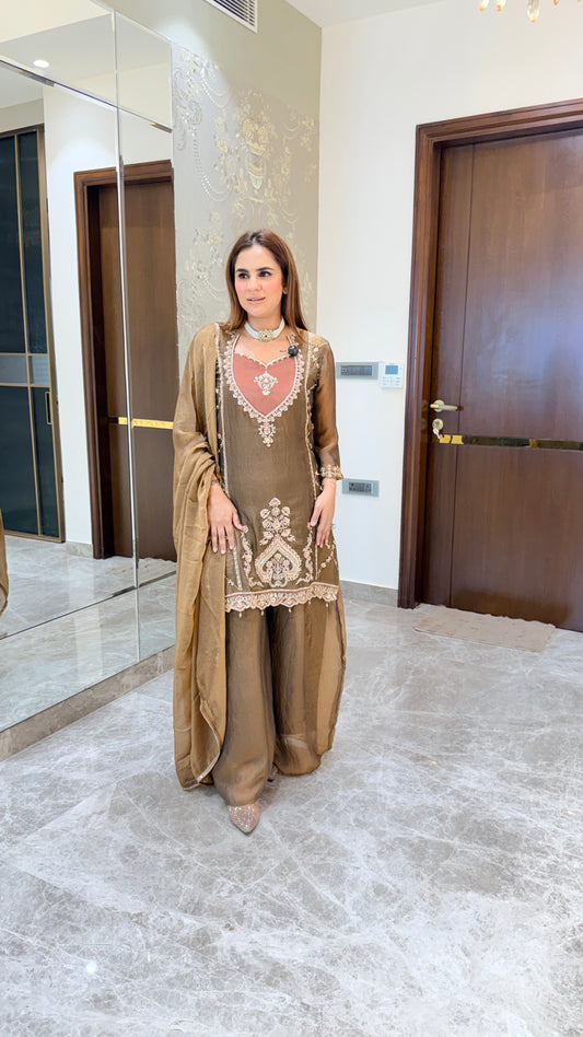 Beautiful shimmer tissue-fabric three-piece ethnic suit set PC3519