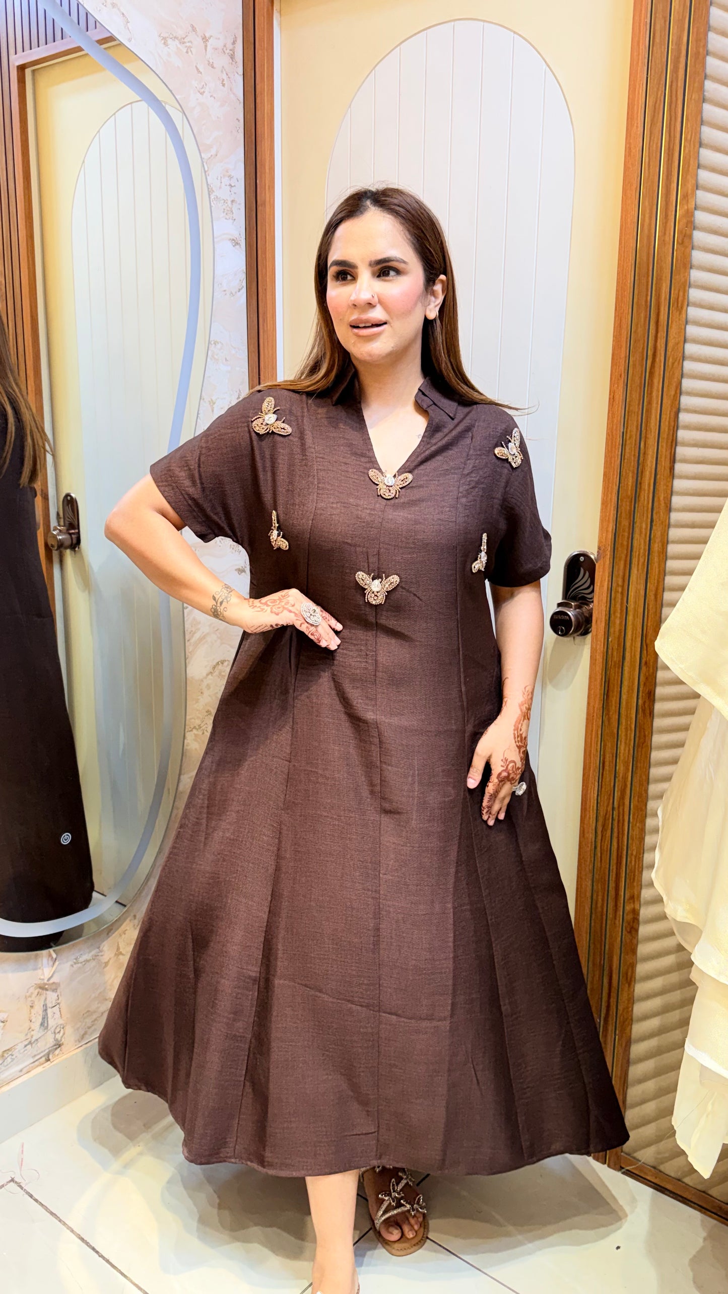 Elegant shirt-style midi dress PC3521