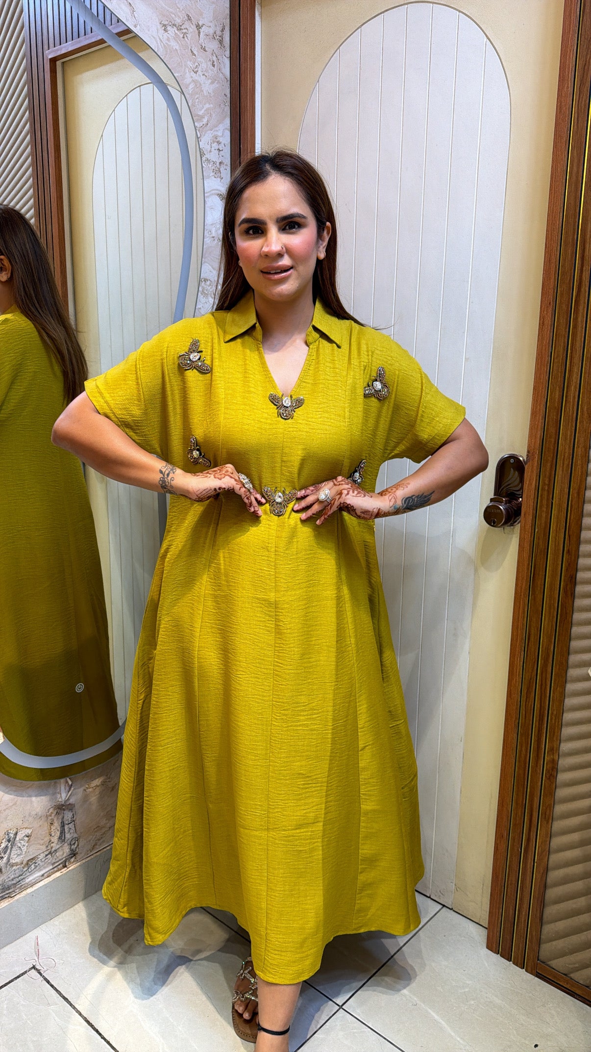 Elegant shirt-style midi dress PC3521