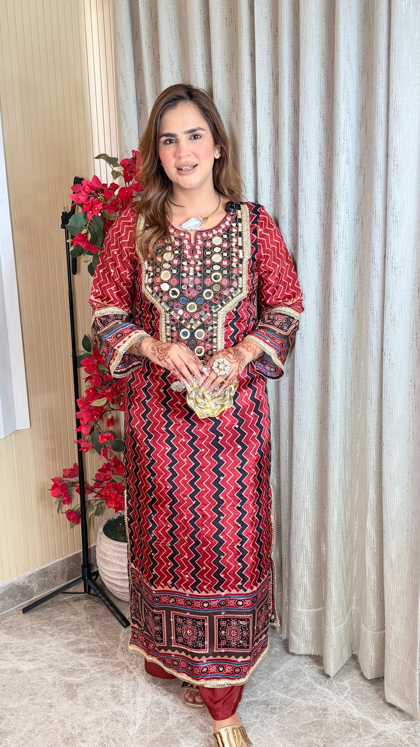 Elegant patterned two-piece ethnic set PC3525