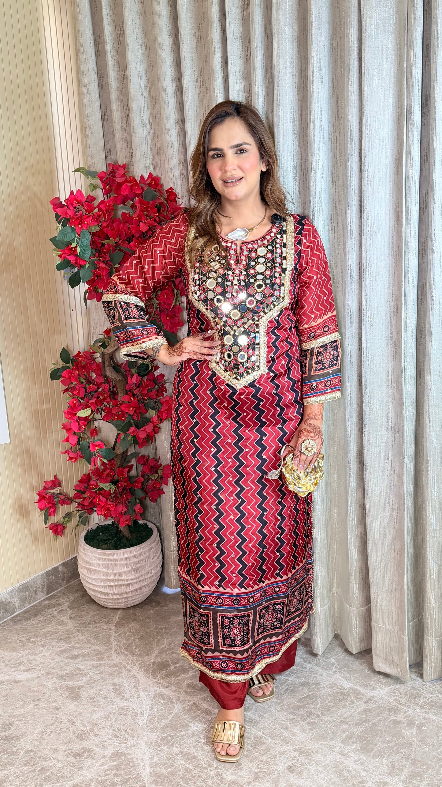 Elegant patterned two-piece ethnic set PC3525