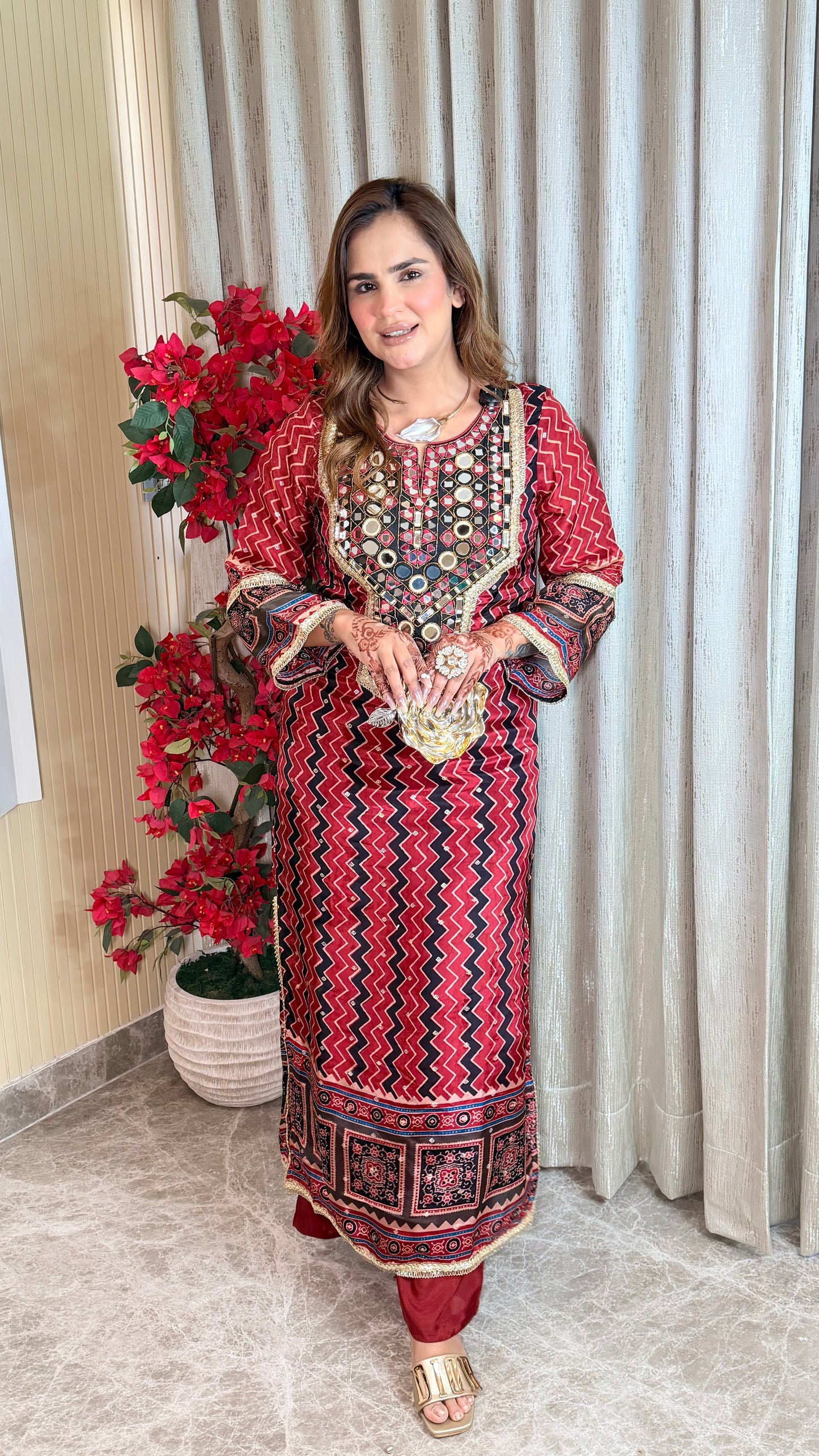 Elegant patterned two-piece ethnic set PC3525