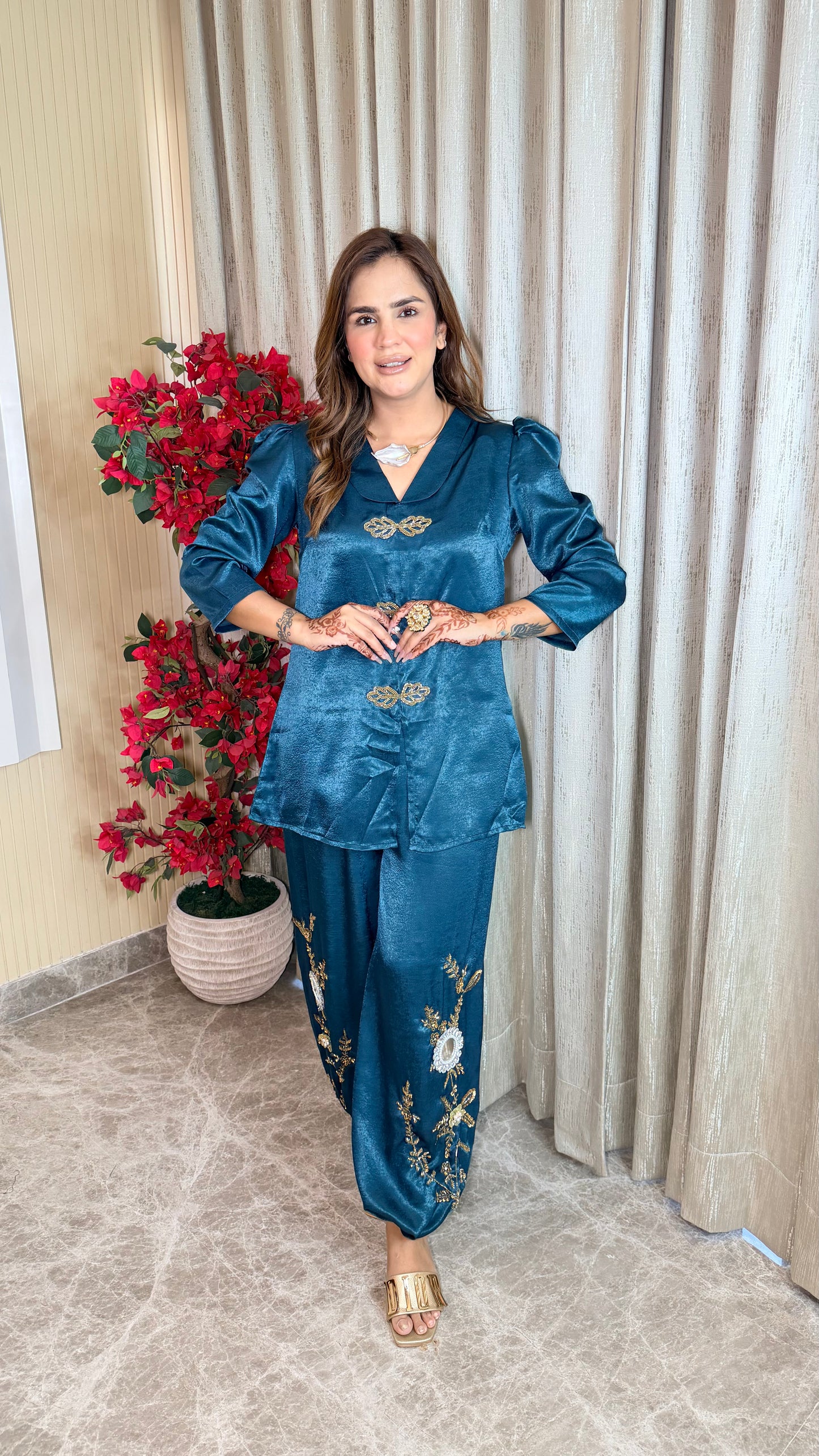 Beautiful embroidered tunic and dhoti pant co-ord set PC3529