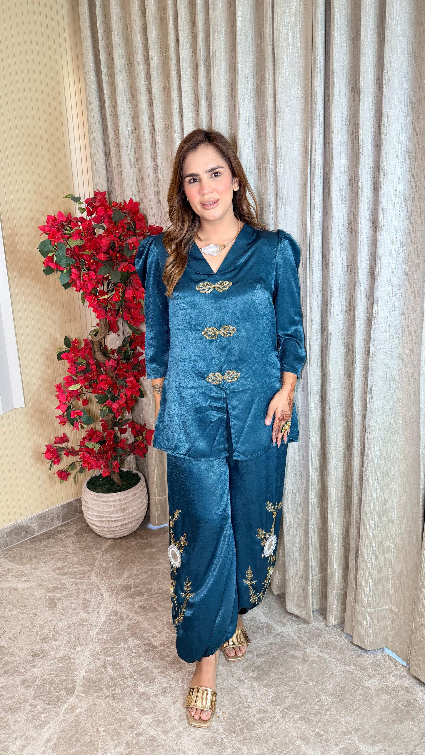 Beautiful embroidered tunic and dhoti pant co-ord set PC3529