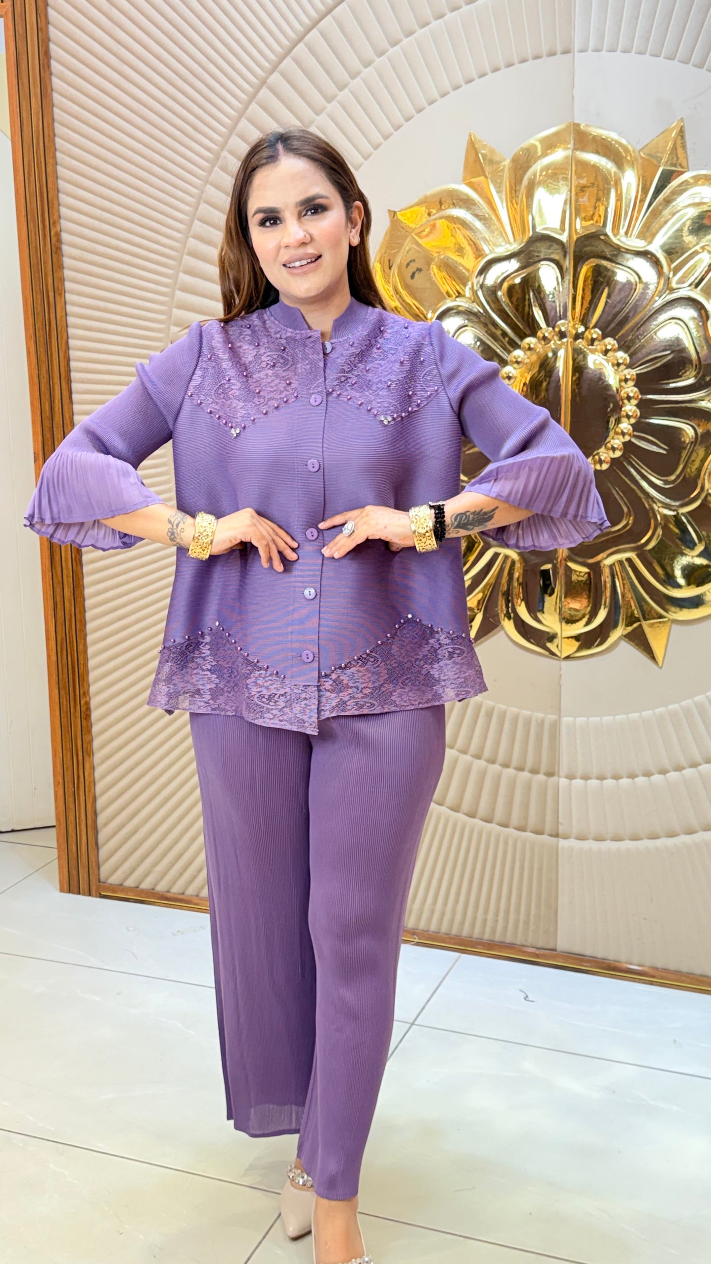 Elegant pleated co-ord set PC3563
