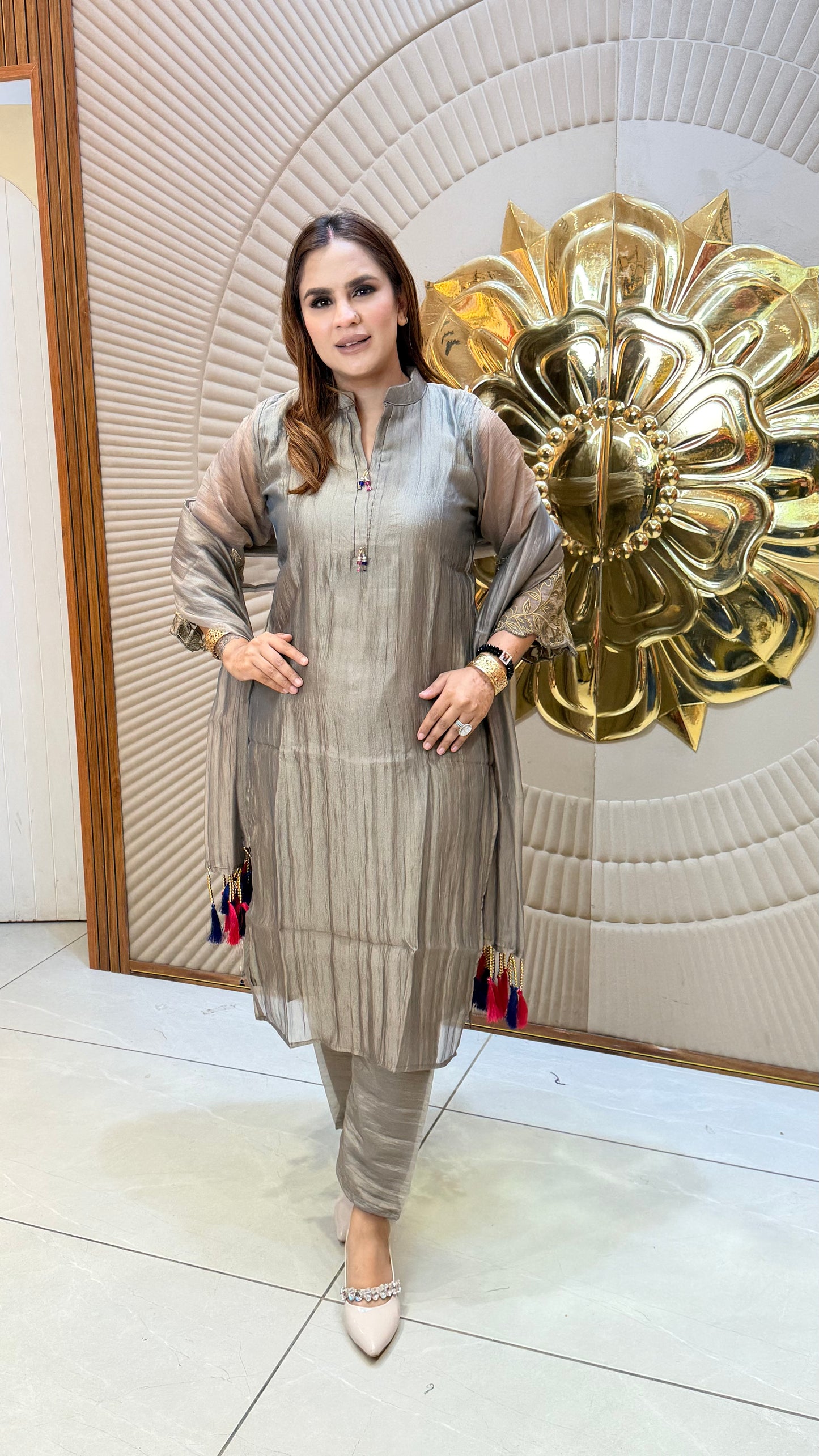 Elegant tissue or chanderi silk kurta set PC3564