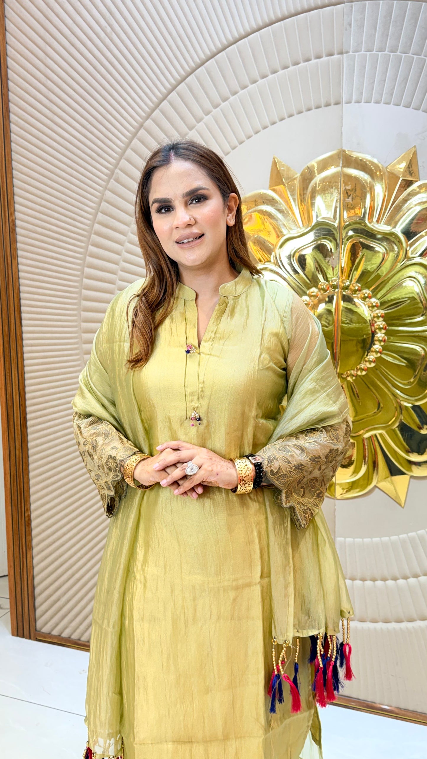 Elegant tissue or chanderi silk kurta set PC3564