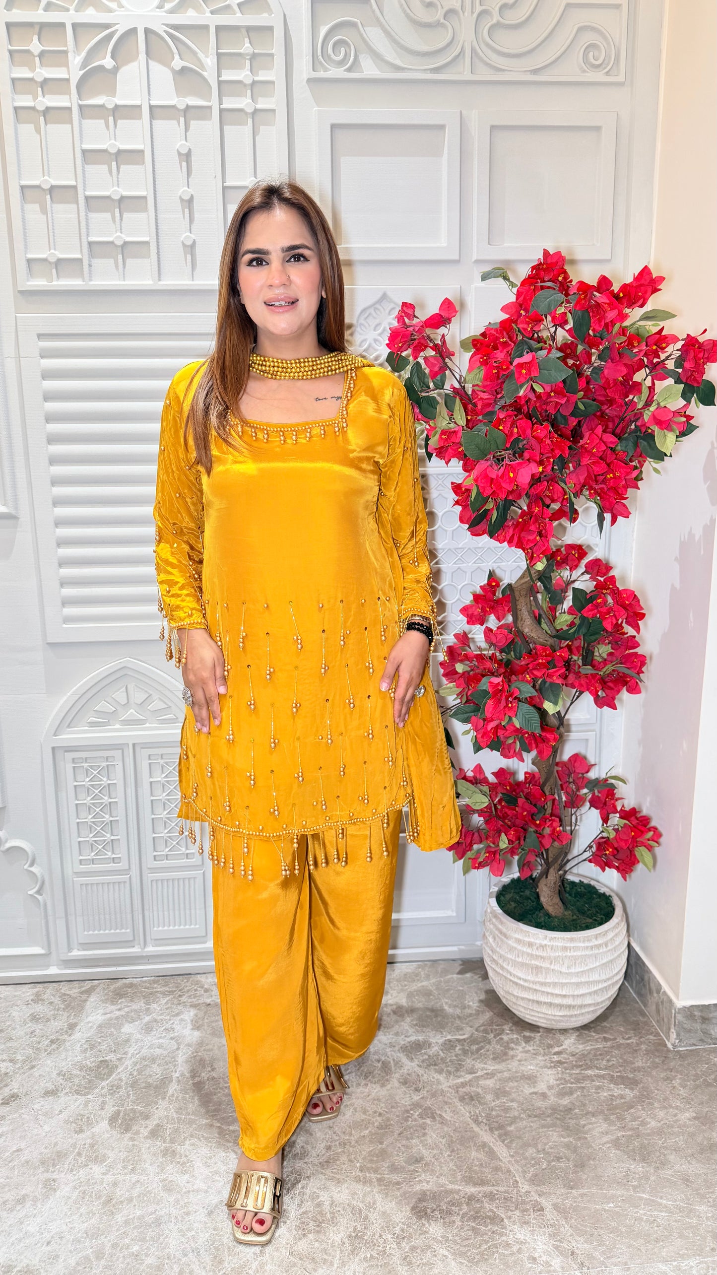 Elegant silk tunic and palazzo pant set PC3569