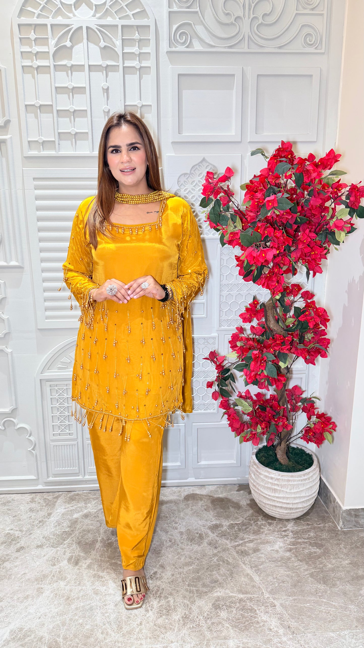 Elegant silk tunic and palazzo pant set PC3569