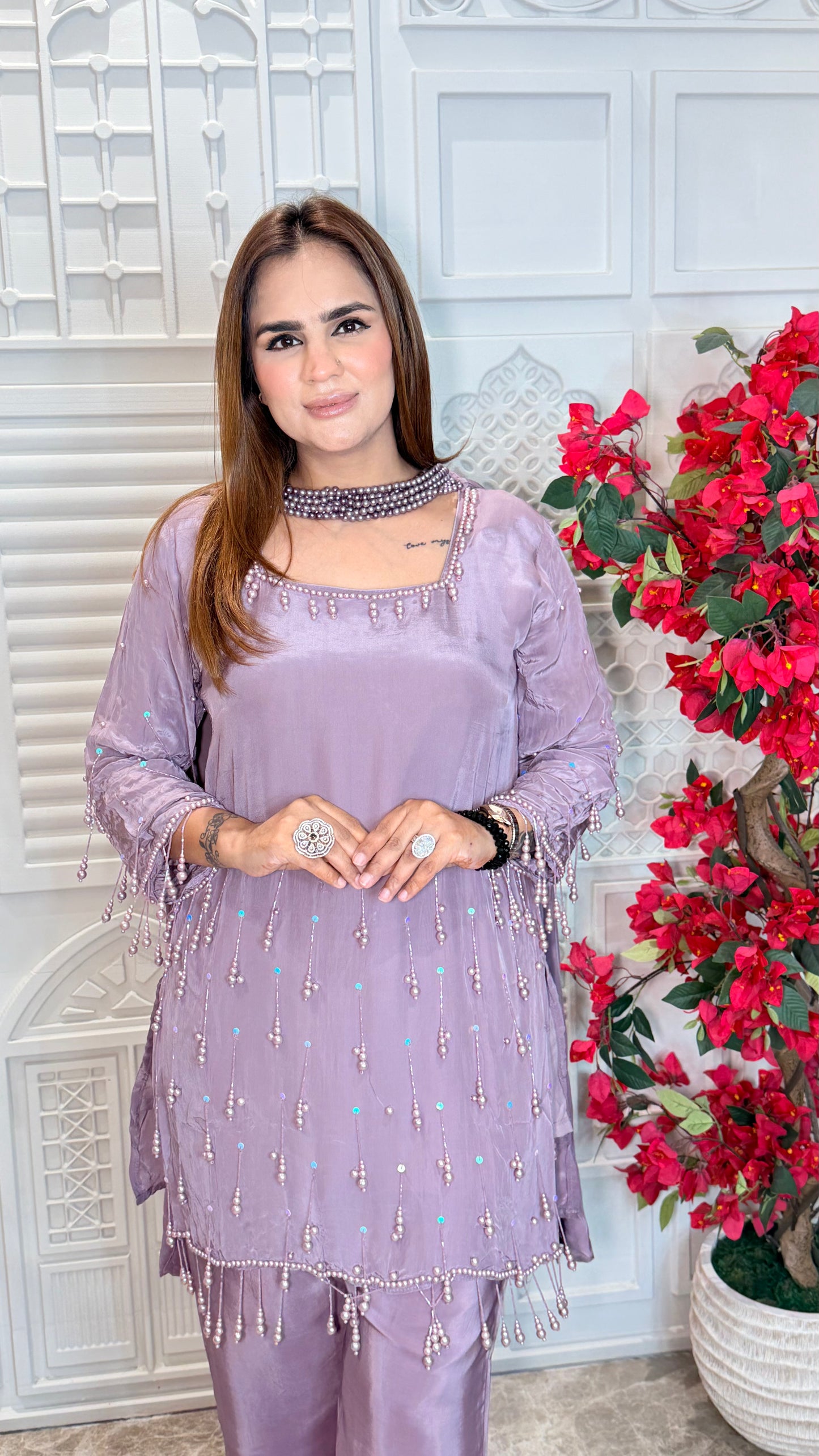 Elegant silk tunic and palazzo pant set PC3569