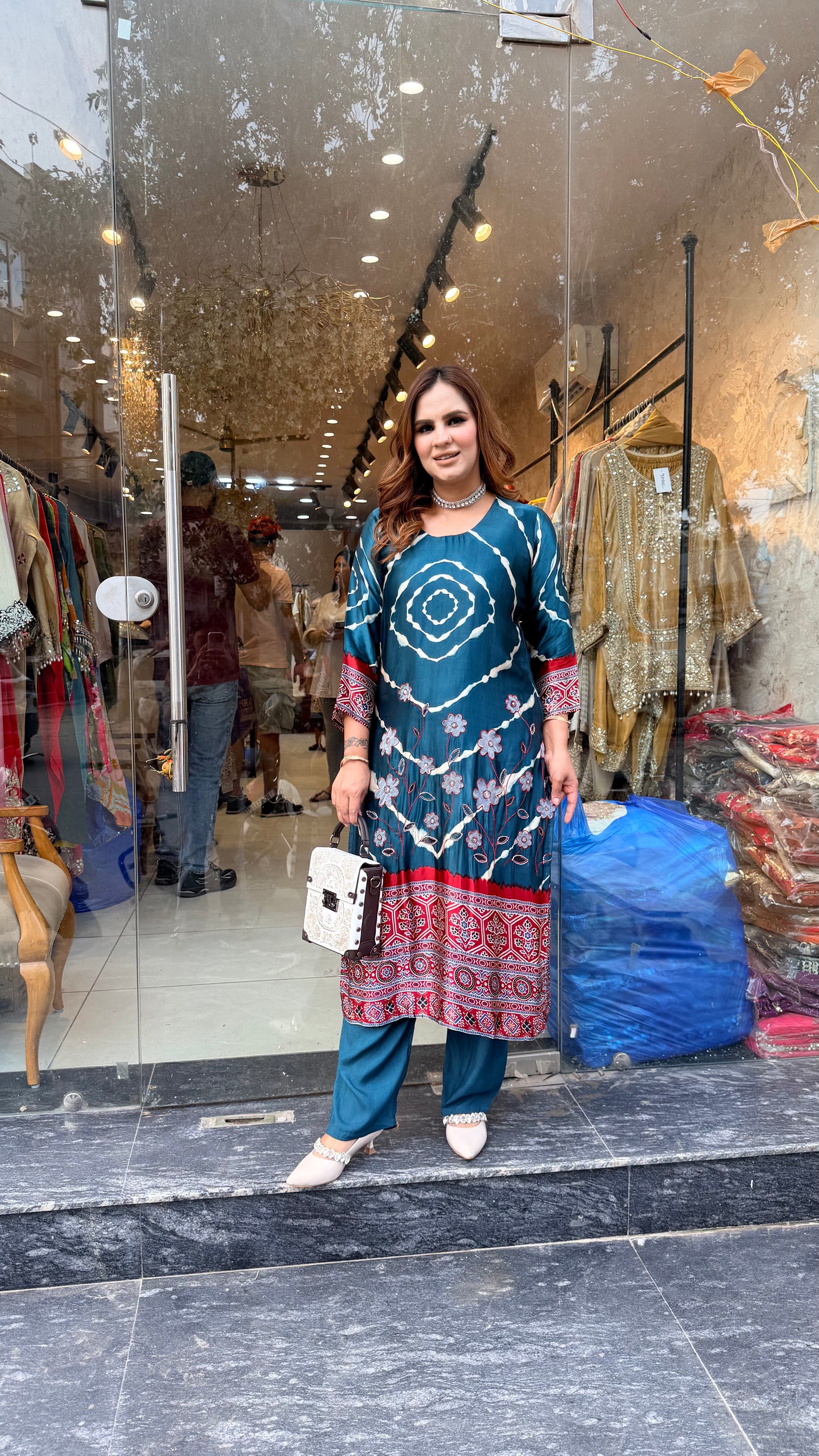 Elegant black and brown silk ethnic suit set pc3598