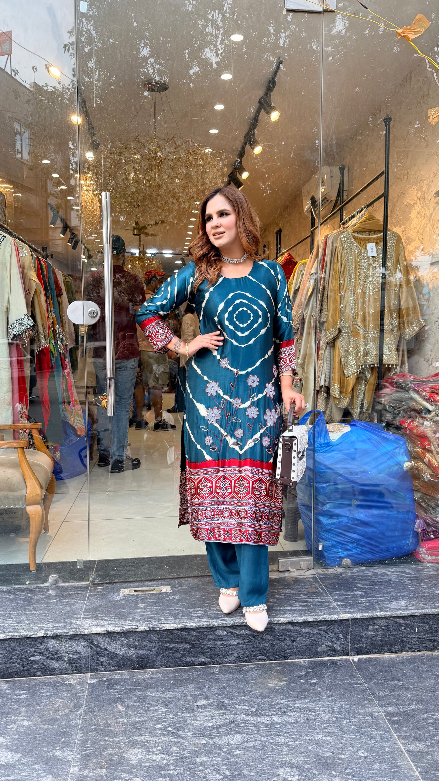 Elegant black and brown silk ethnic suit set pc3598