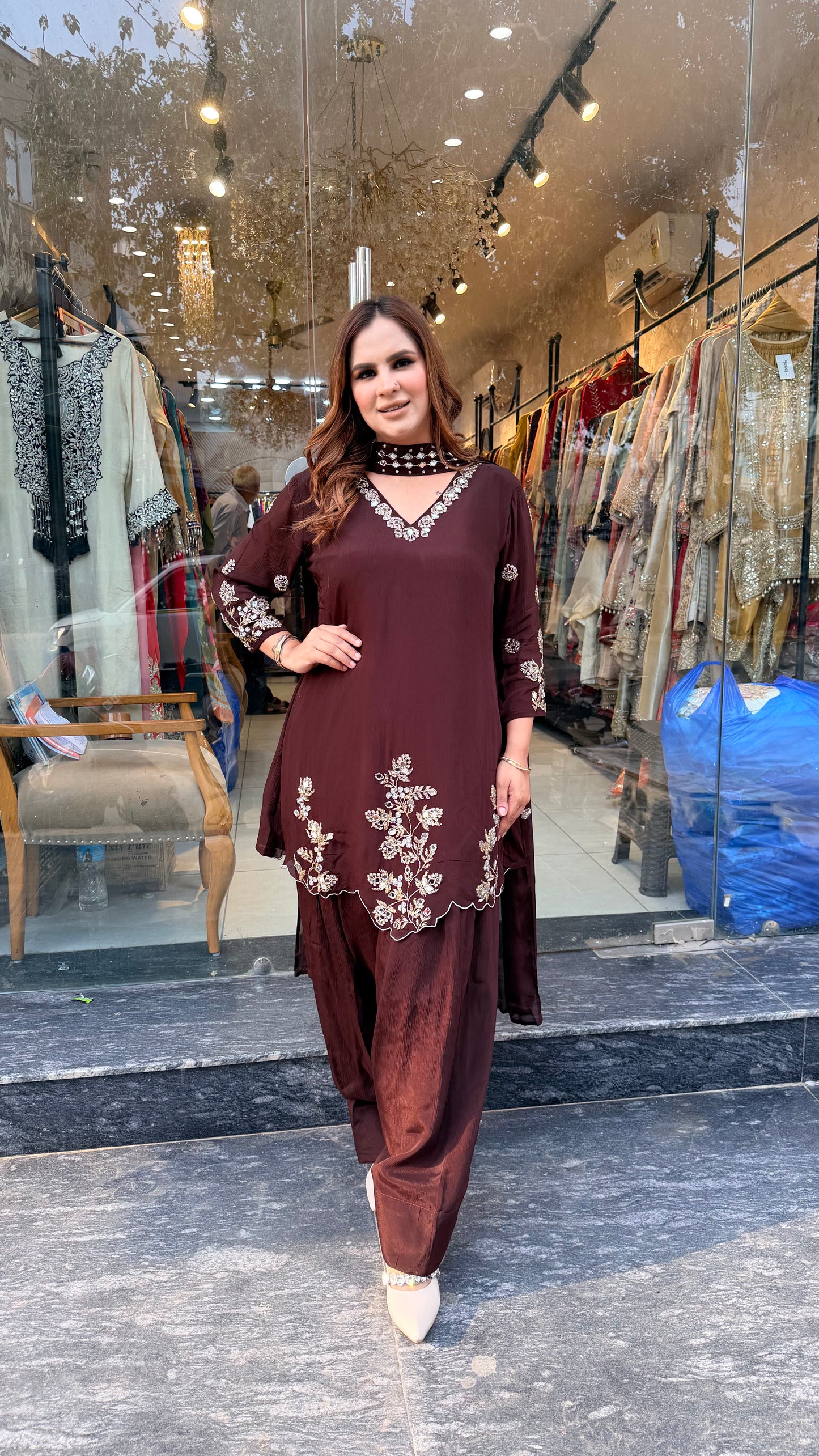 Elegant embroidered short kurta pc3599