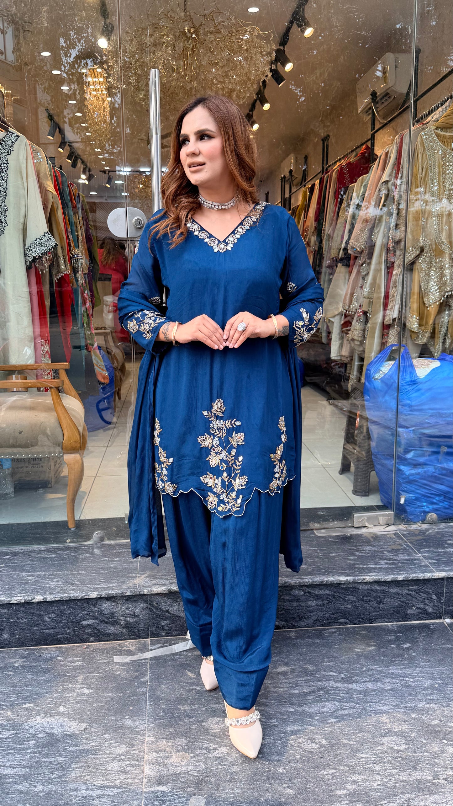Elegant embroidered short kurta pc3599