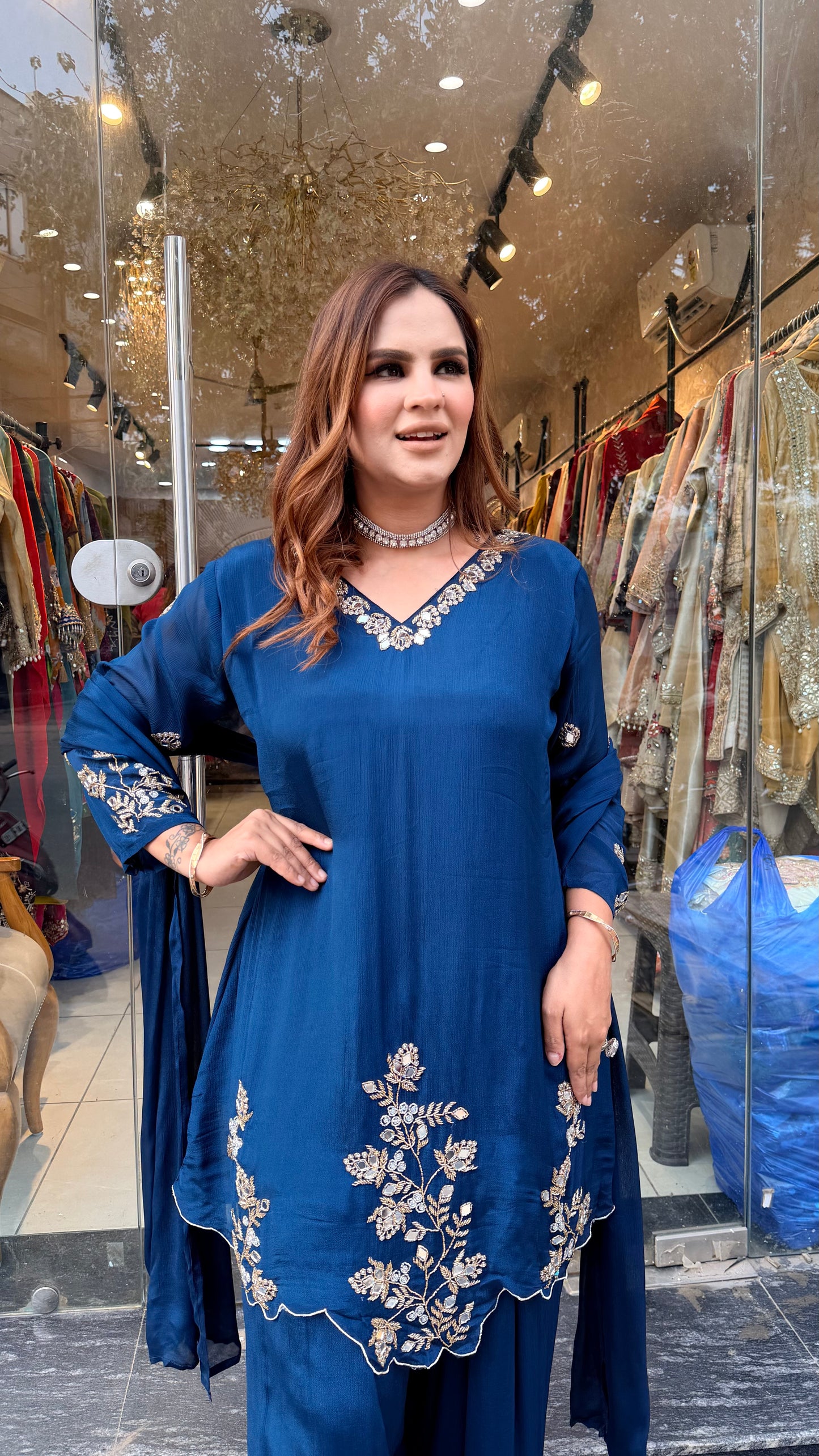 Elegant embroidered short kurta pc3599