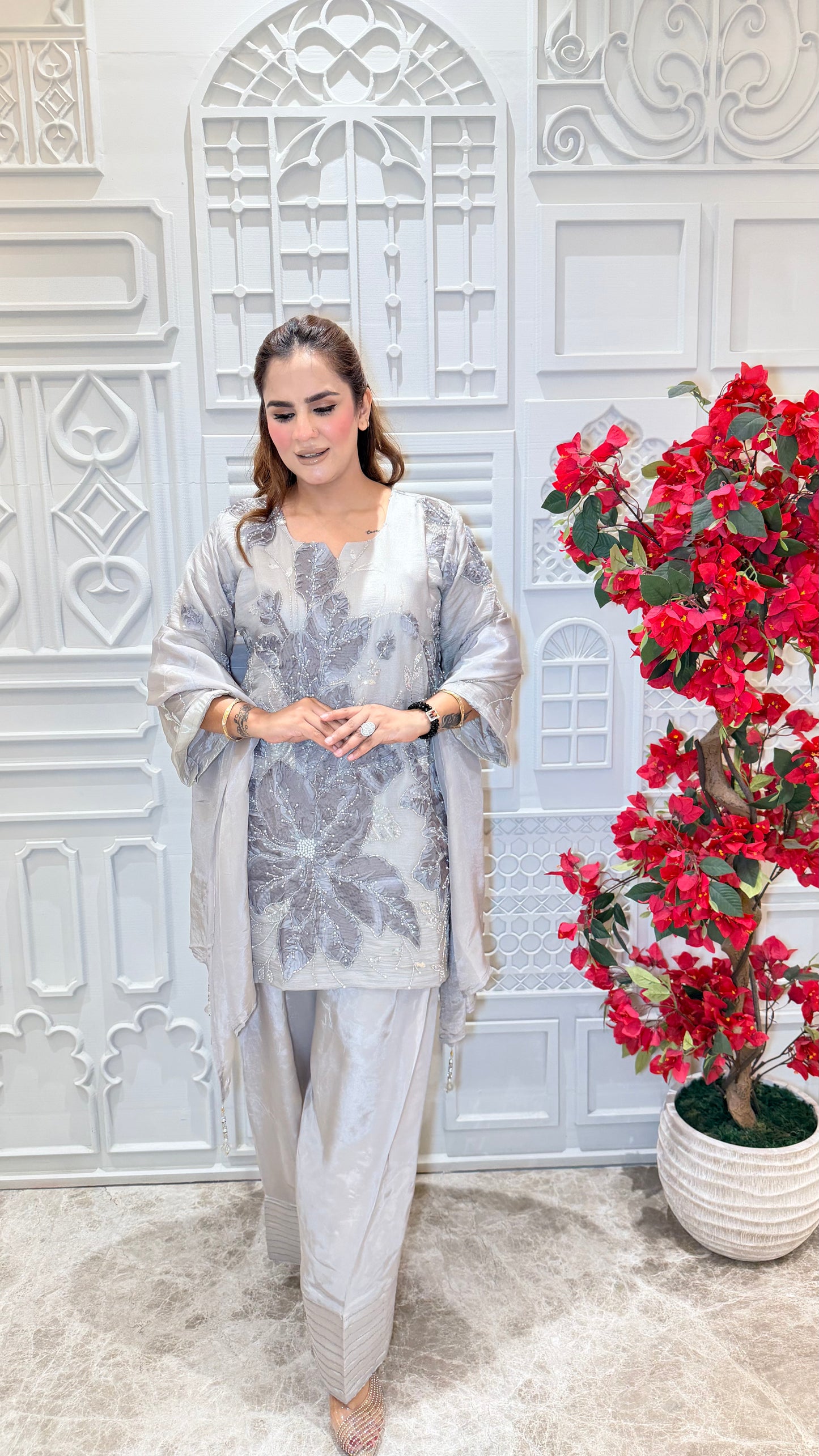 Beautiful Shimmering tissue silk tunic and matching trousers PC3603