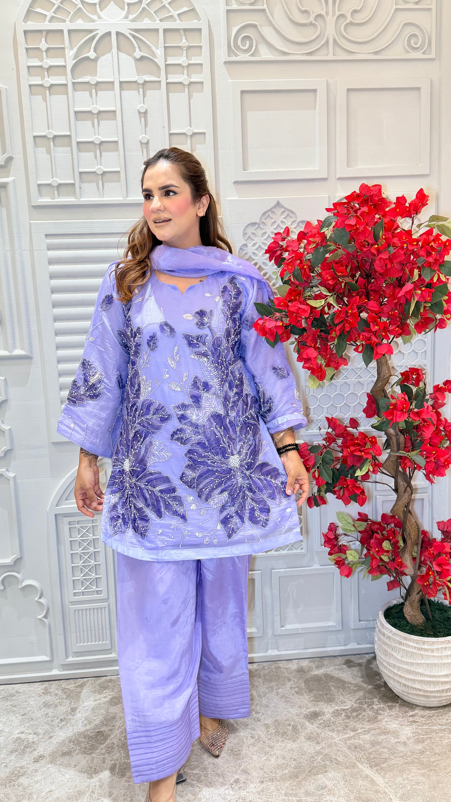 Beautiful Shimmering tissue silk tunic and matching trousers PC3603