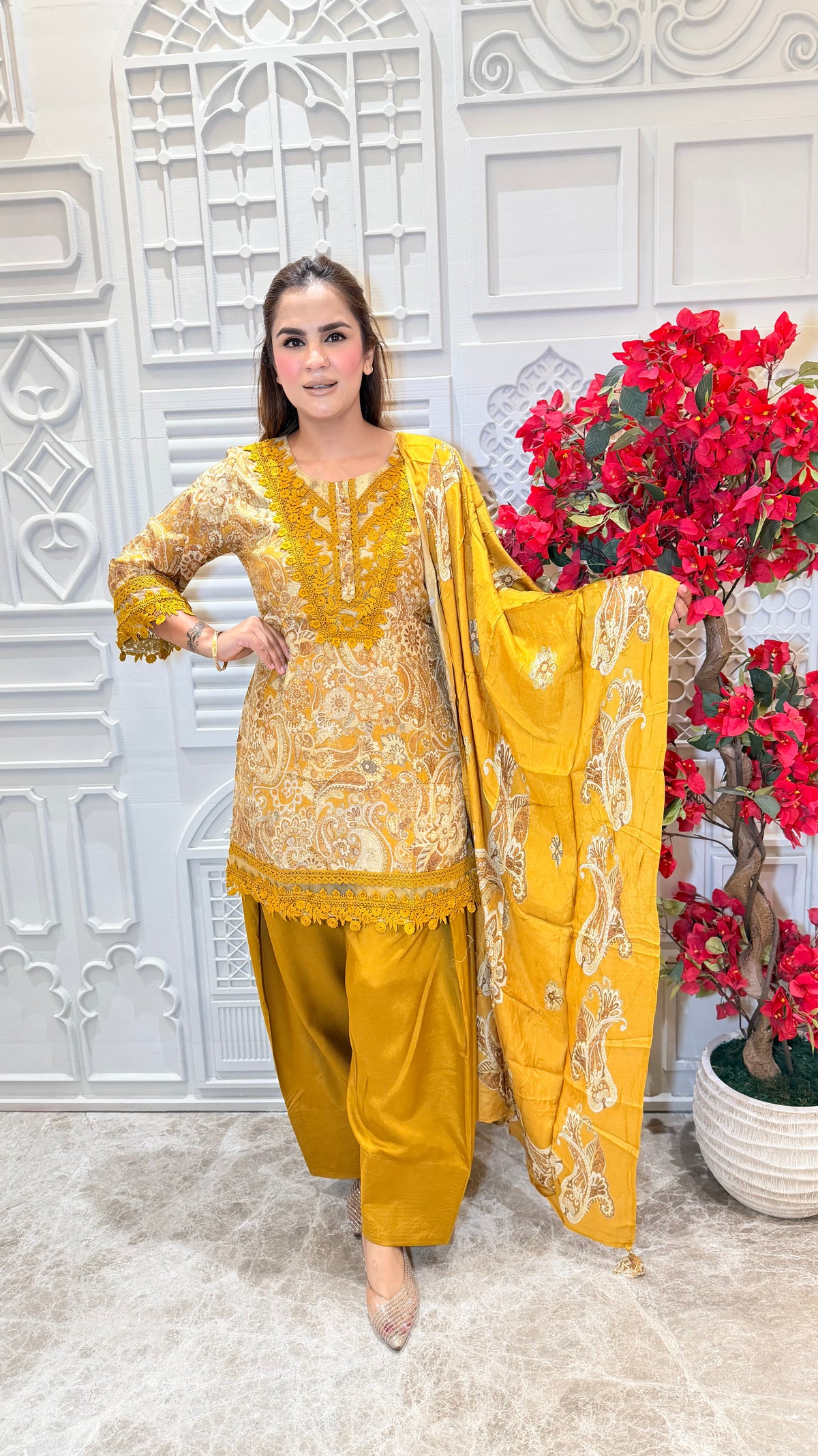 Beautiful patterned tunic and salwar pants set pc3607