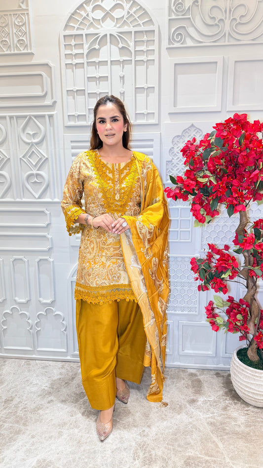 Beautiful patterned tunic and salwar pants set pc3607