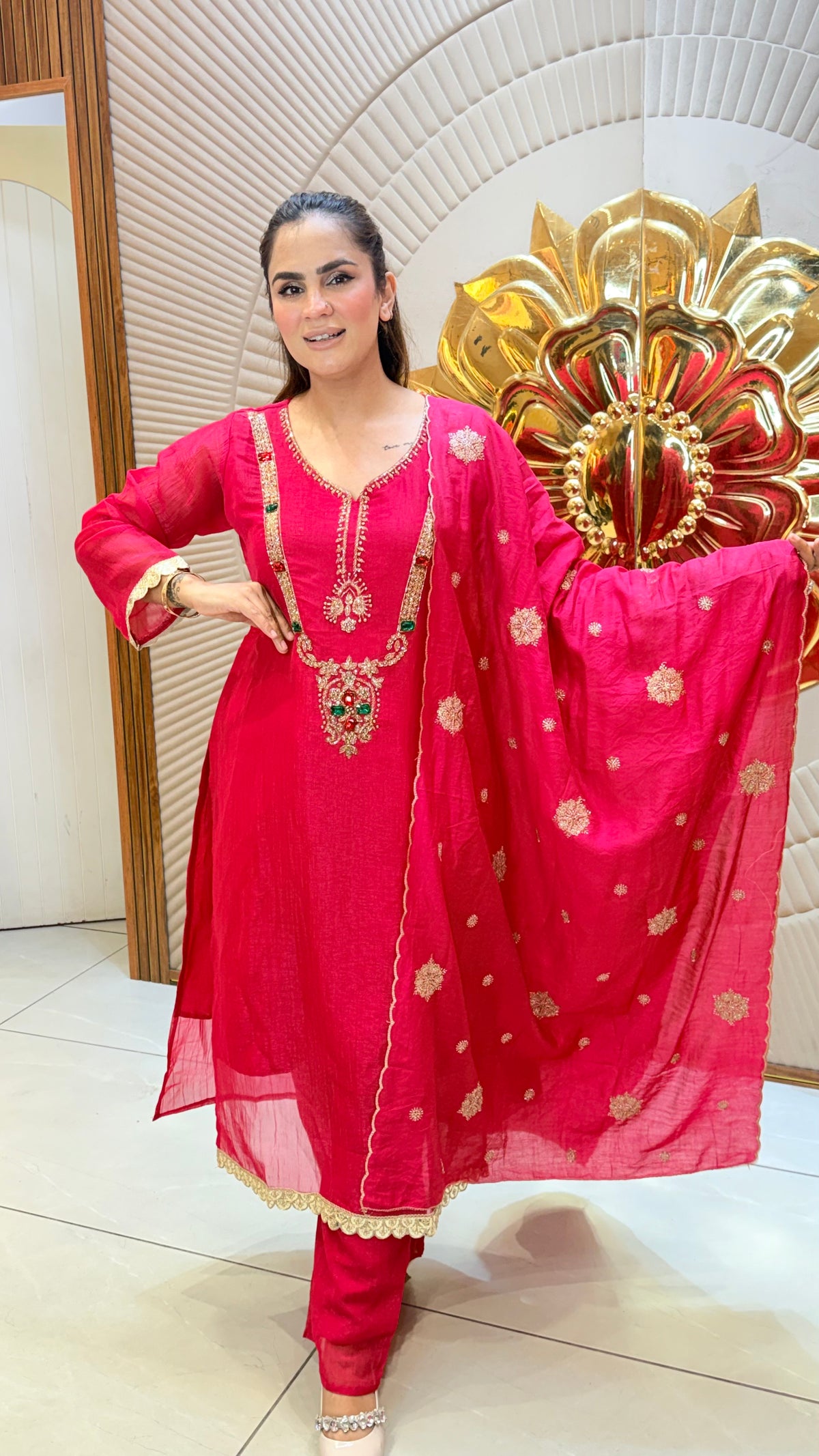 Elegant Hot pink traditional kurta set Pc3619