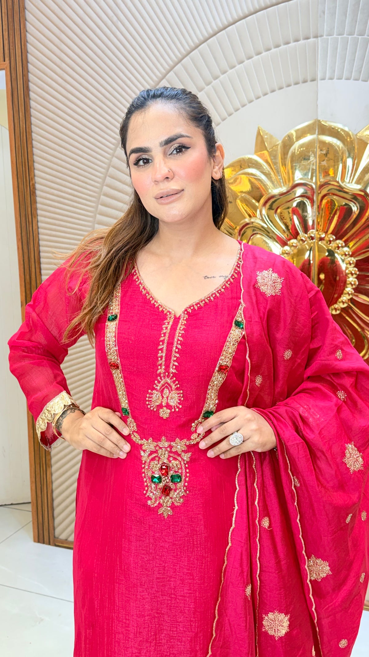 Elegant Hot pink traditional kurta set Pc3619