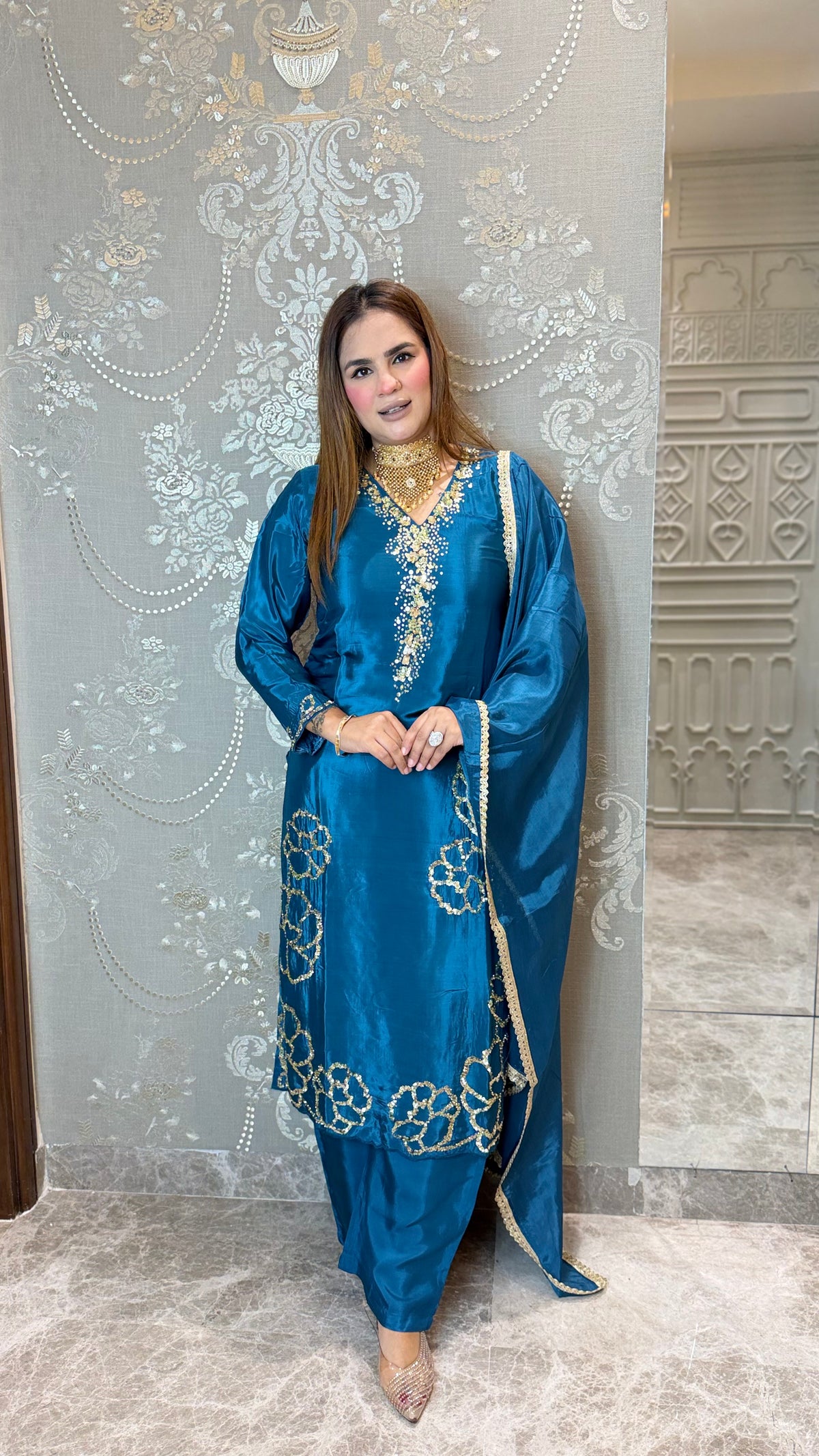 Elegant silk blend kurta set PC3647