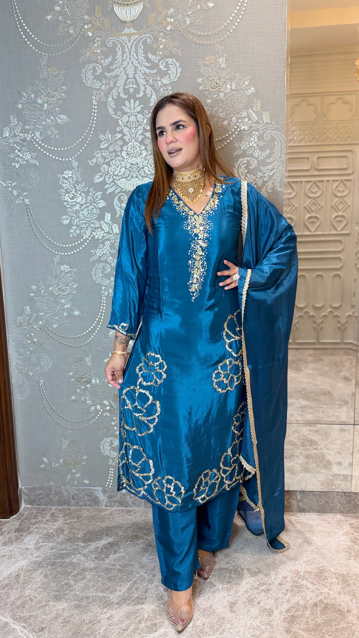 Elegant silk blend kurta set PC3647
