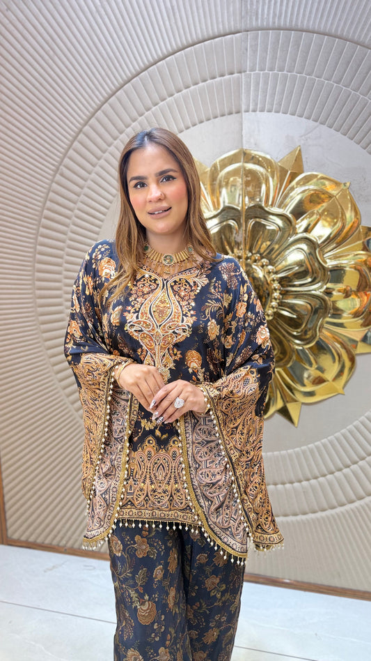 Beautiful ethnic printed kaftan top paired with matching printed trousers pc3679