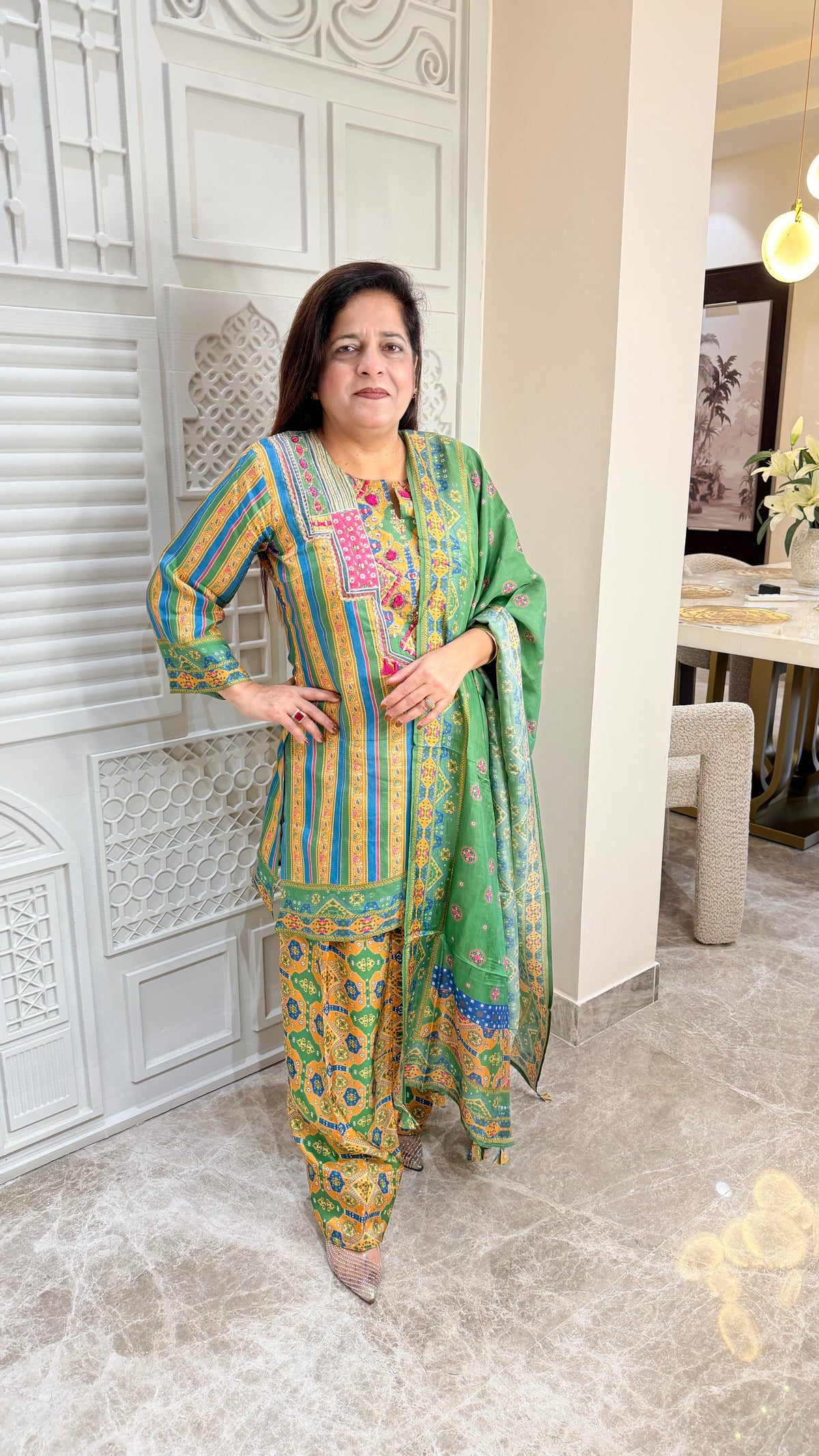 Elegant printed three-piece ethnic suit set  PC3709