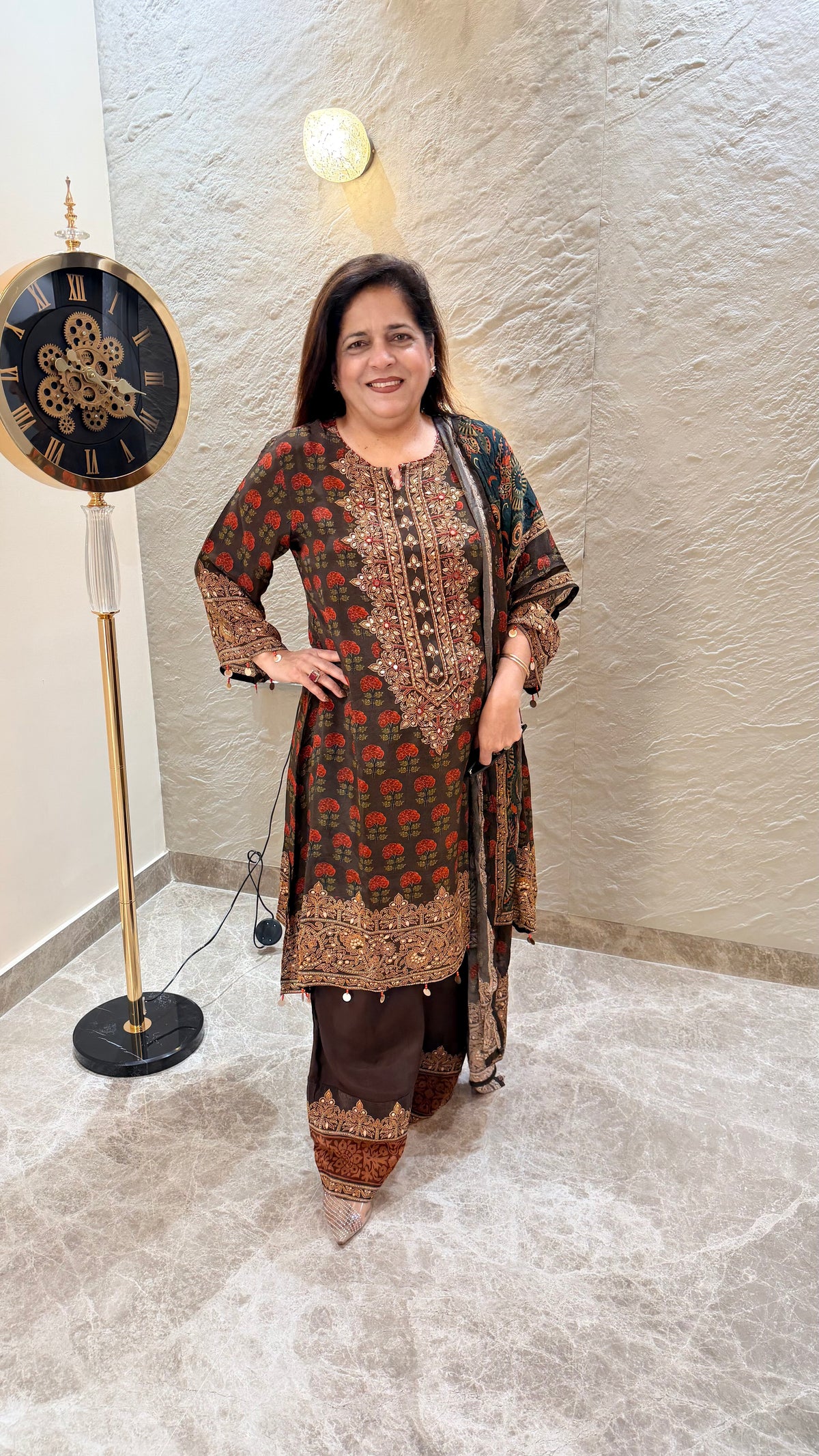 Elegant coffee-brown ethnic suit set PC3711