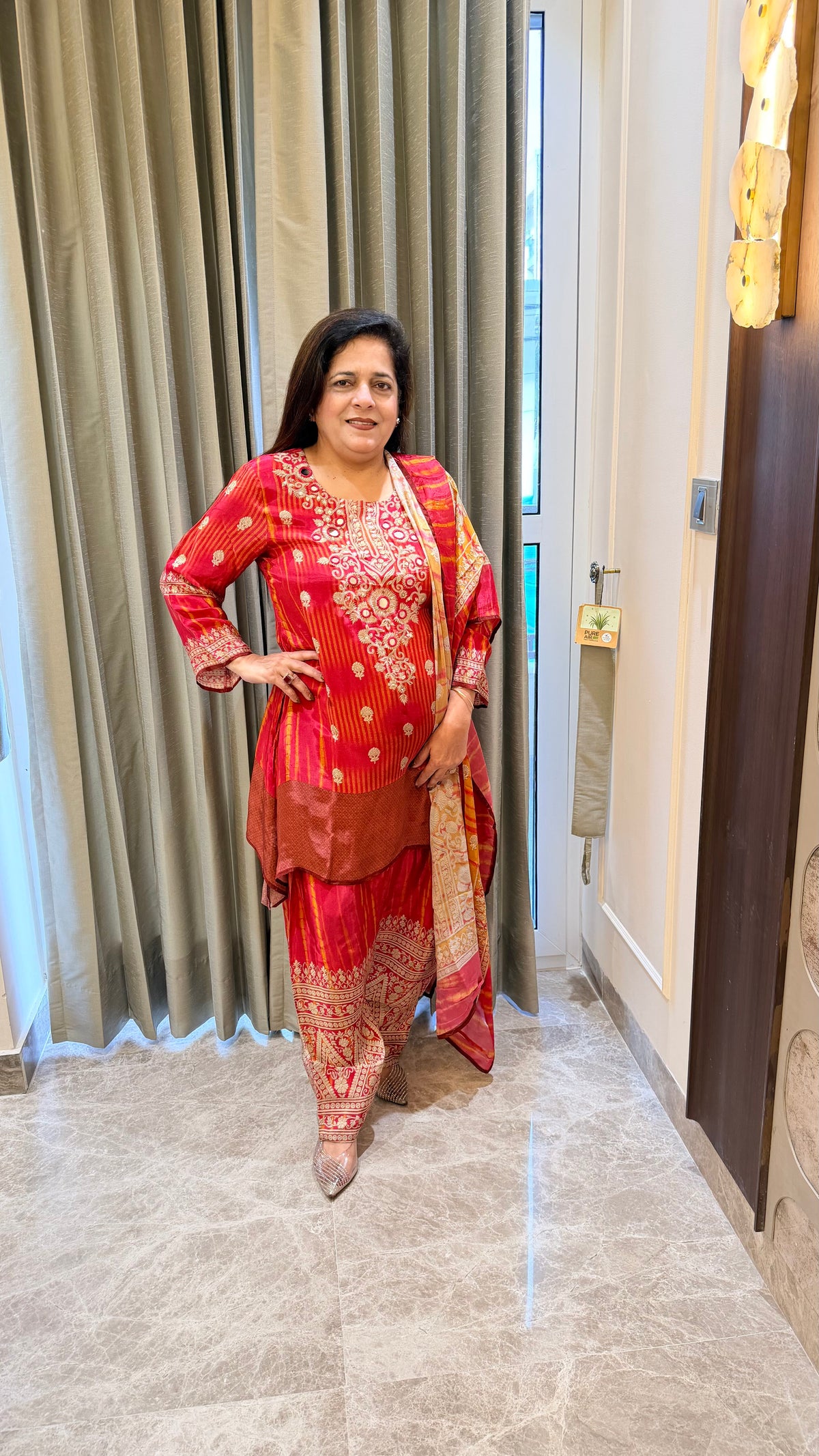 Elegant red ethnic suit set PC3712