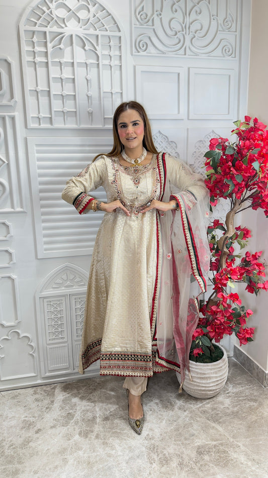 Elegant Anarkali kurta featuring intricate embroidery PC3720