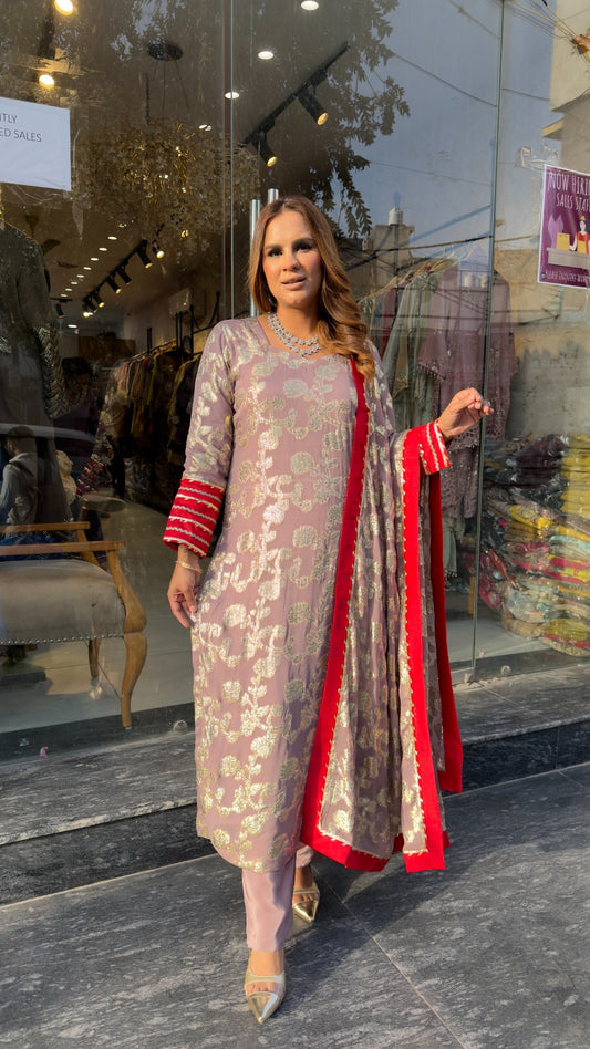 Elegant mauve-colored ethnic suit set PC3723