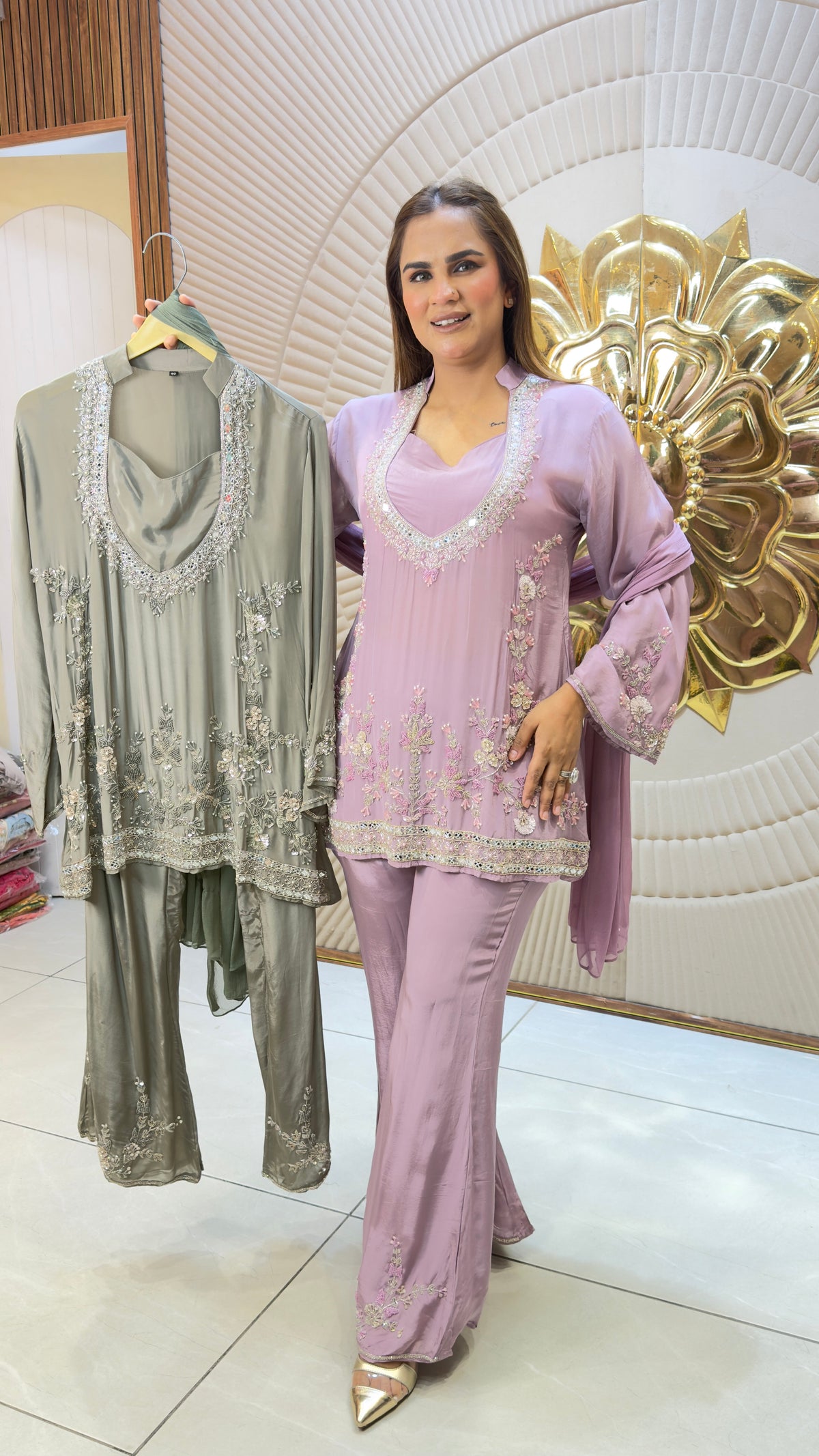 Beautiful lavender or dusty mauve ethnic set PC3735