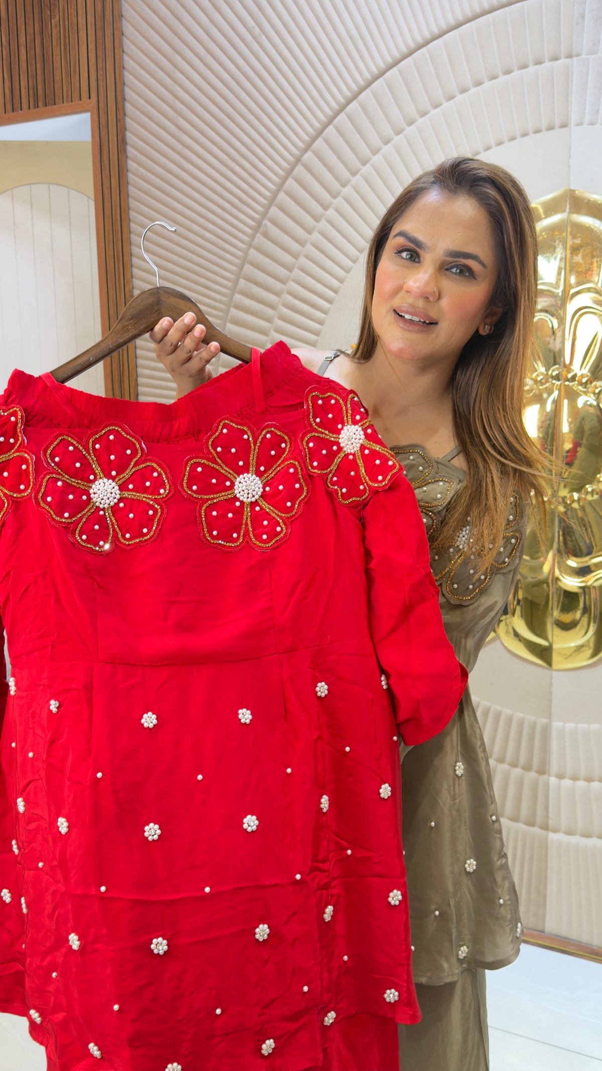Beautiful off-the-shoulder peplum tunic and palazzo set PC3740