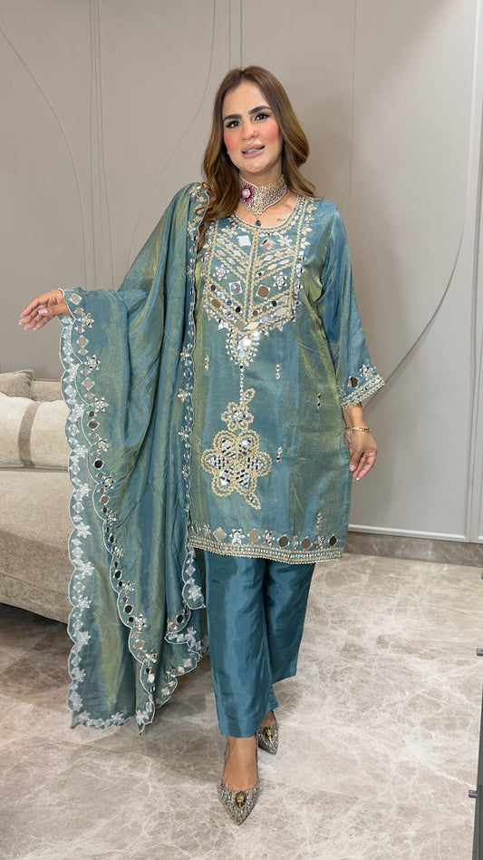 Beautiful mirror-work ethnic kurta set pc3762