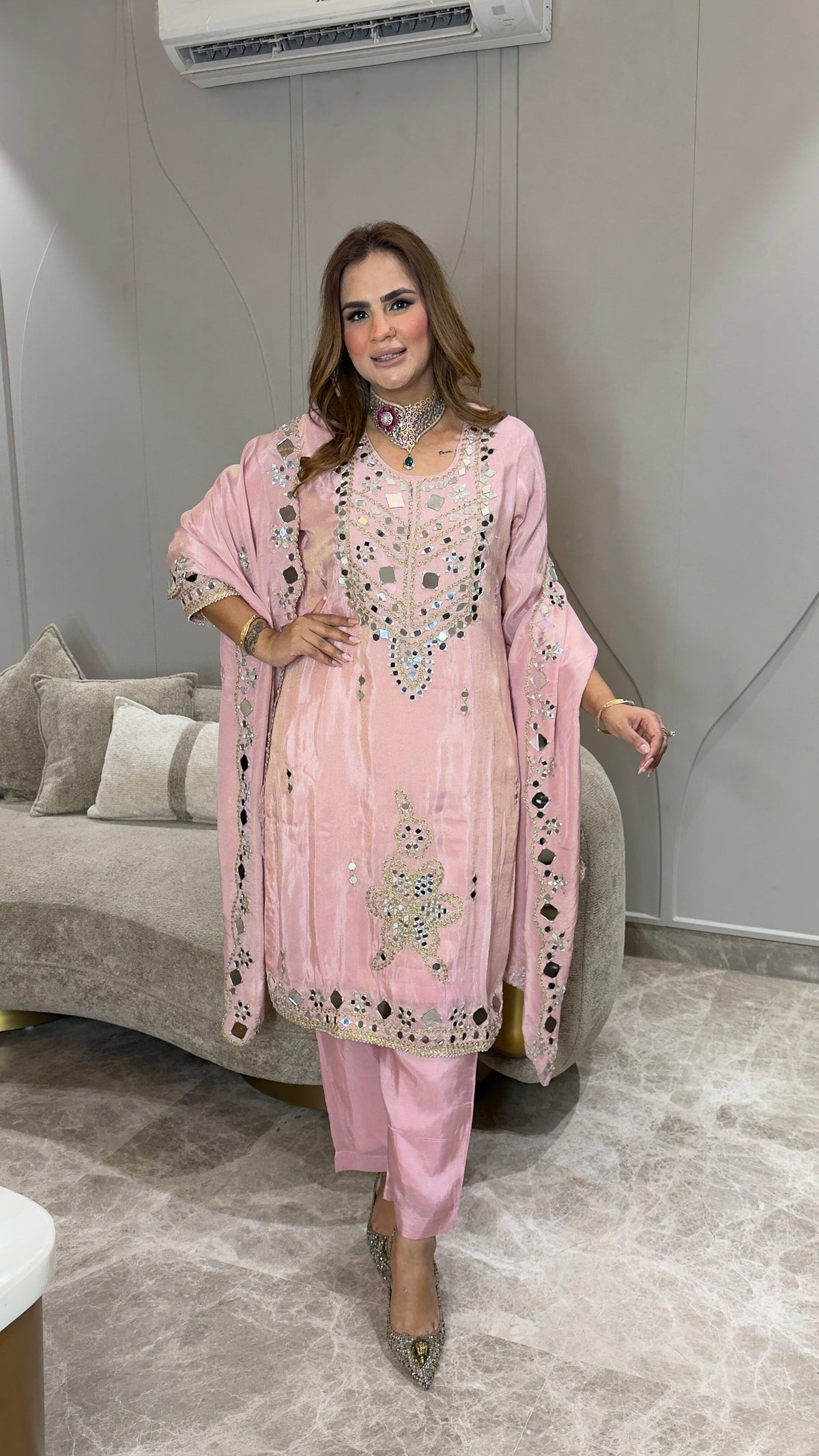 Beautiful mirror-work ethnic kurta set pc3762