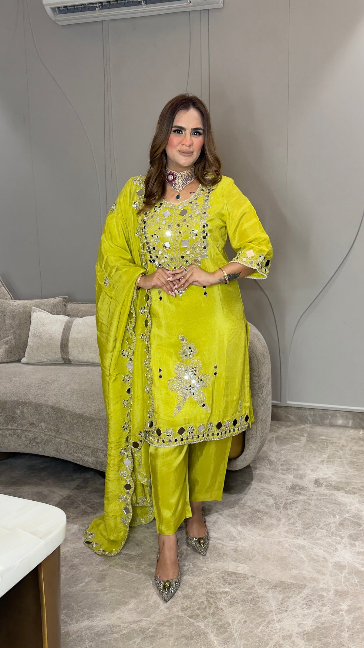 Beautiful mirror-work ethnic kurta set pc3762