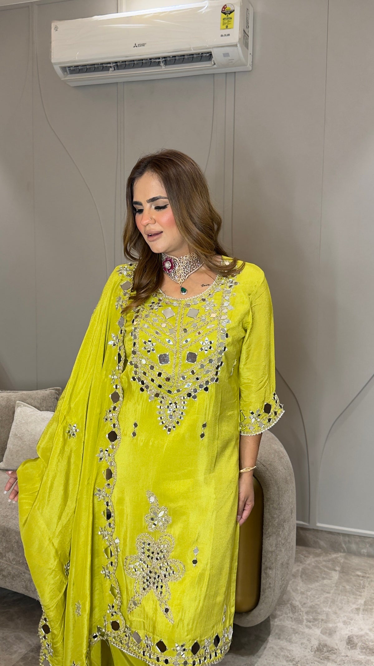 Beautiful mirror-work ethnic kurta set pc3762