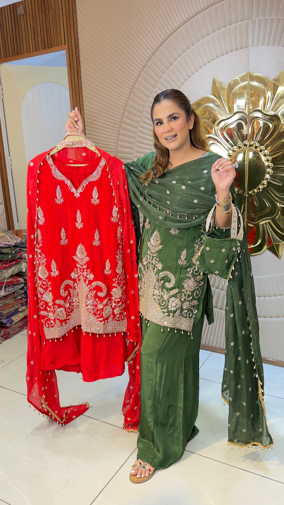 Beautiful silk kurta, palazzo (or sharara) pants pc3782