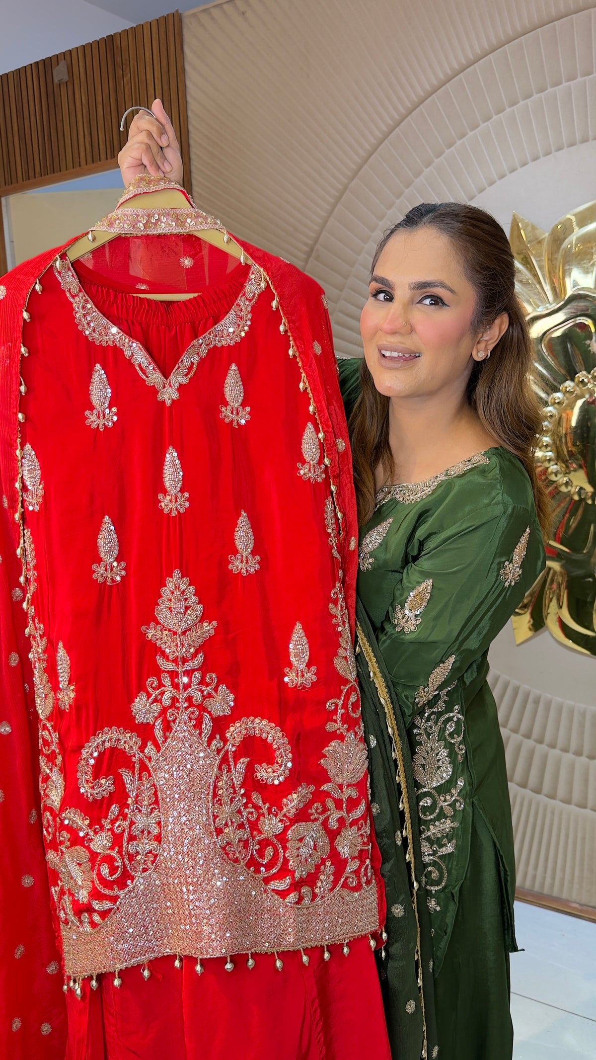 Beautiful silk kurta, palazzo (or sharara) pants pc3782